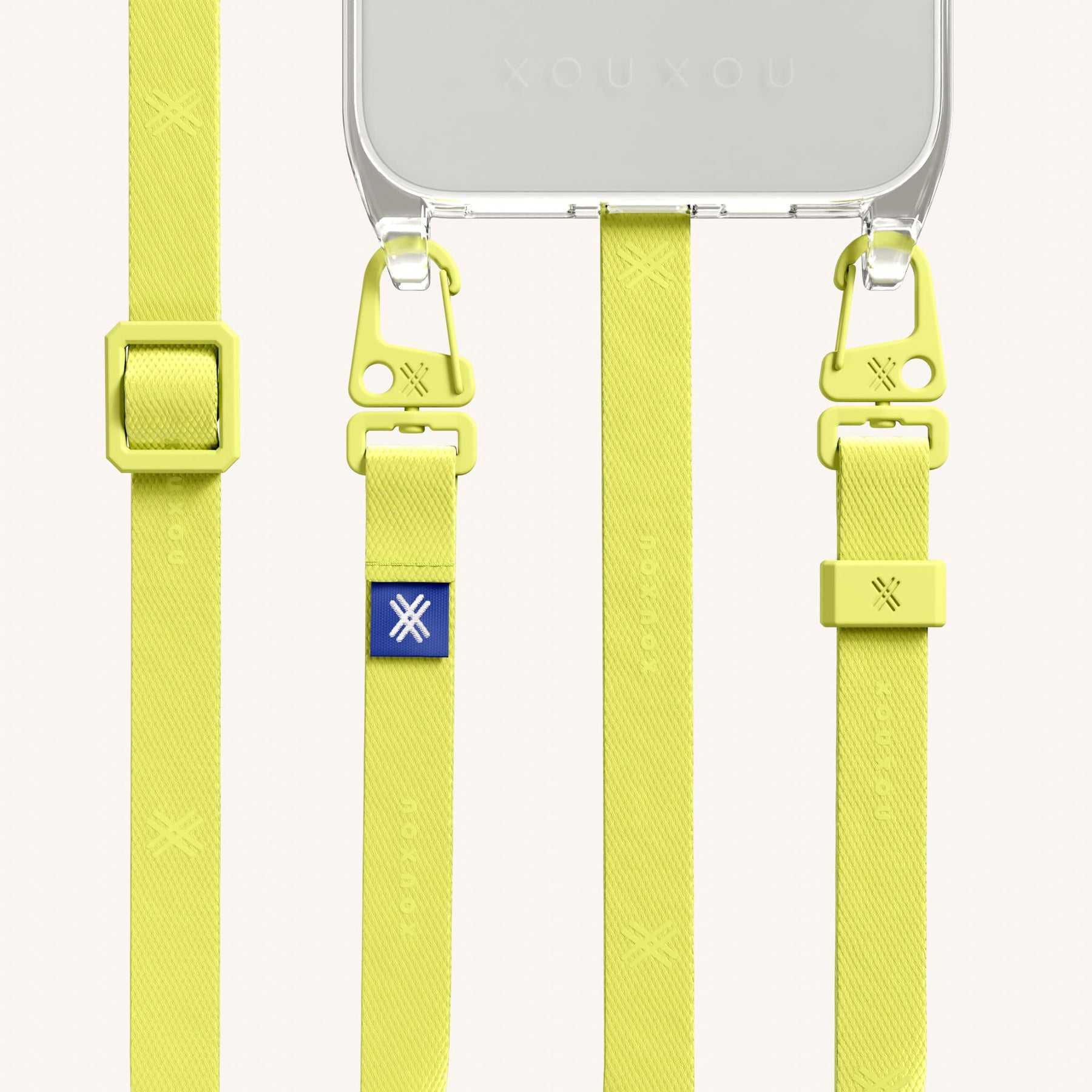 Phone Necklace with Slim Lanyard in Clear + Limoncello