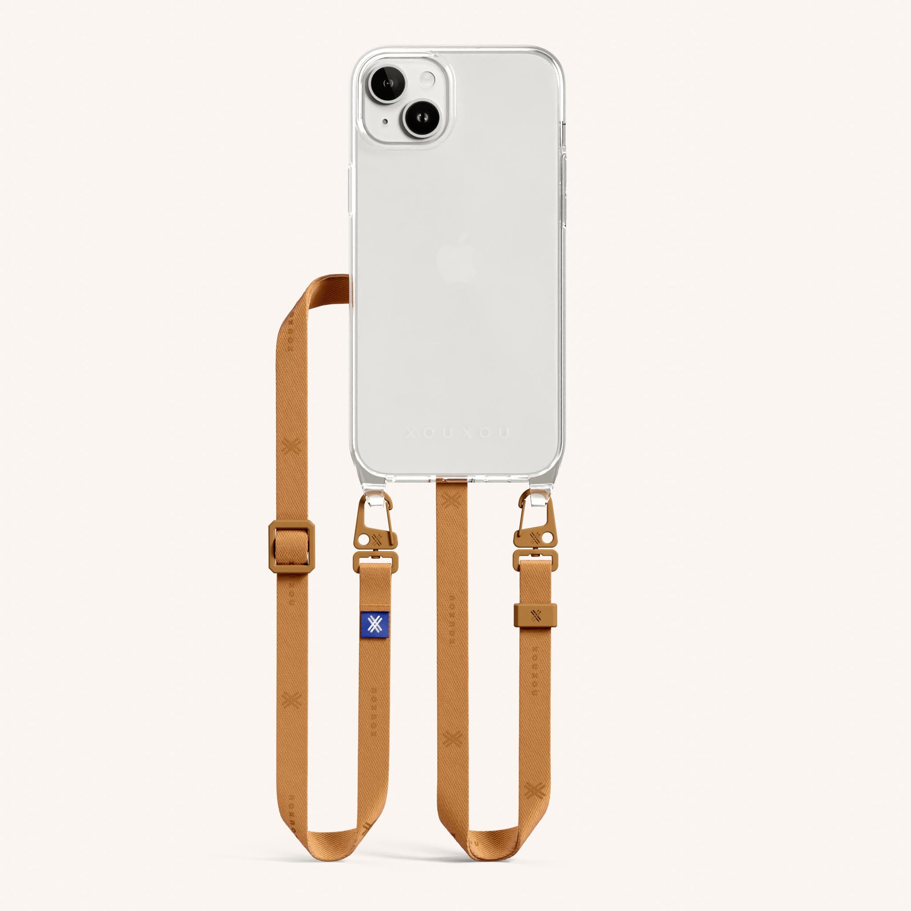 Phone Necklace with Slim Lanyard in Clear + Mel