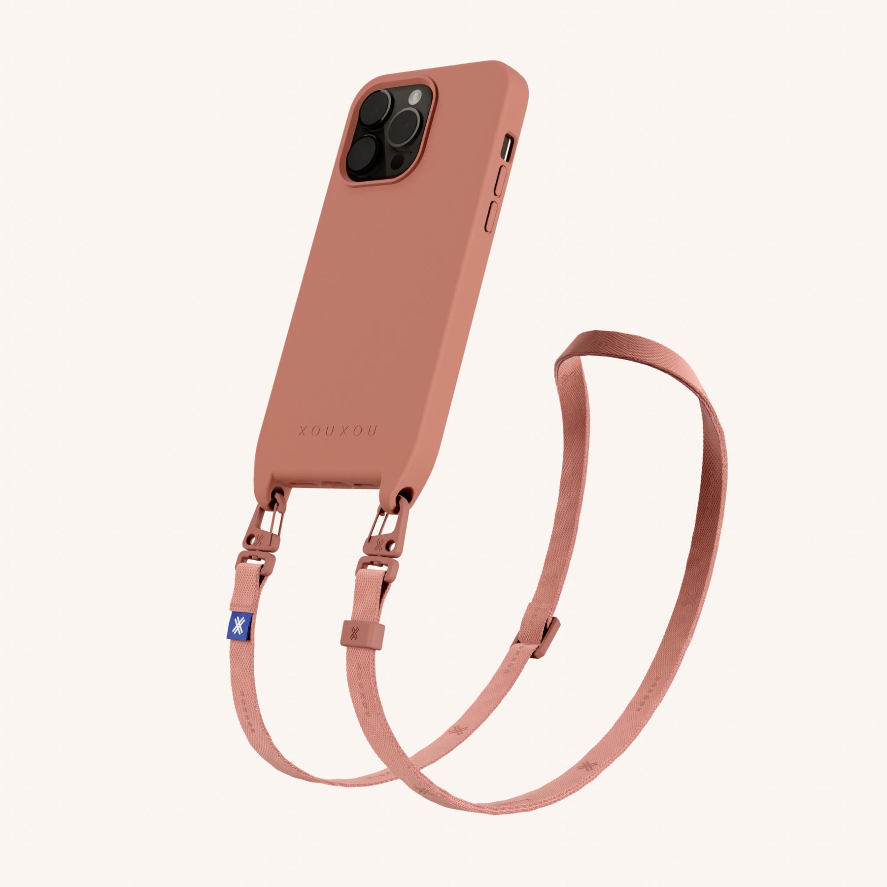 Handykette mit schmalem Gurt in Terracotta