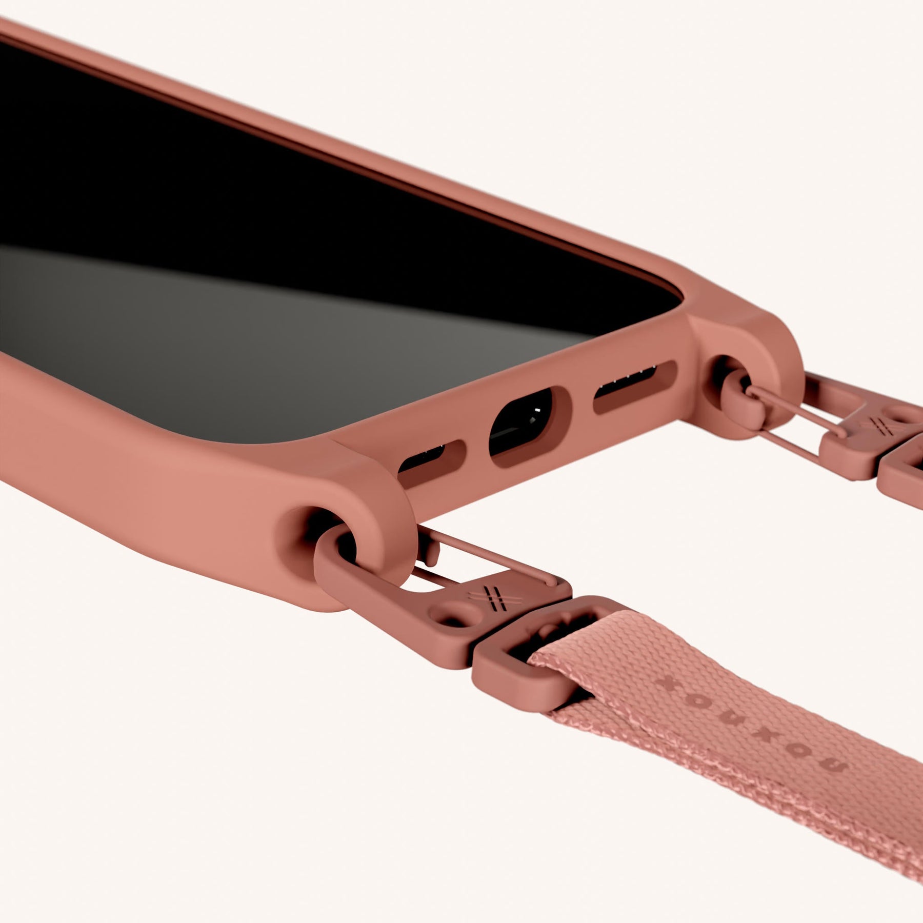 Handykette mit schmalem Gurt in Terracotta