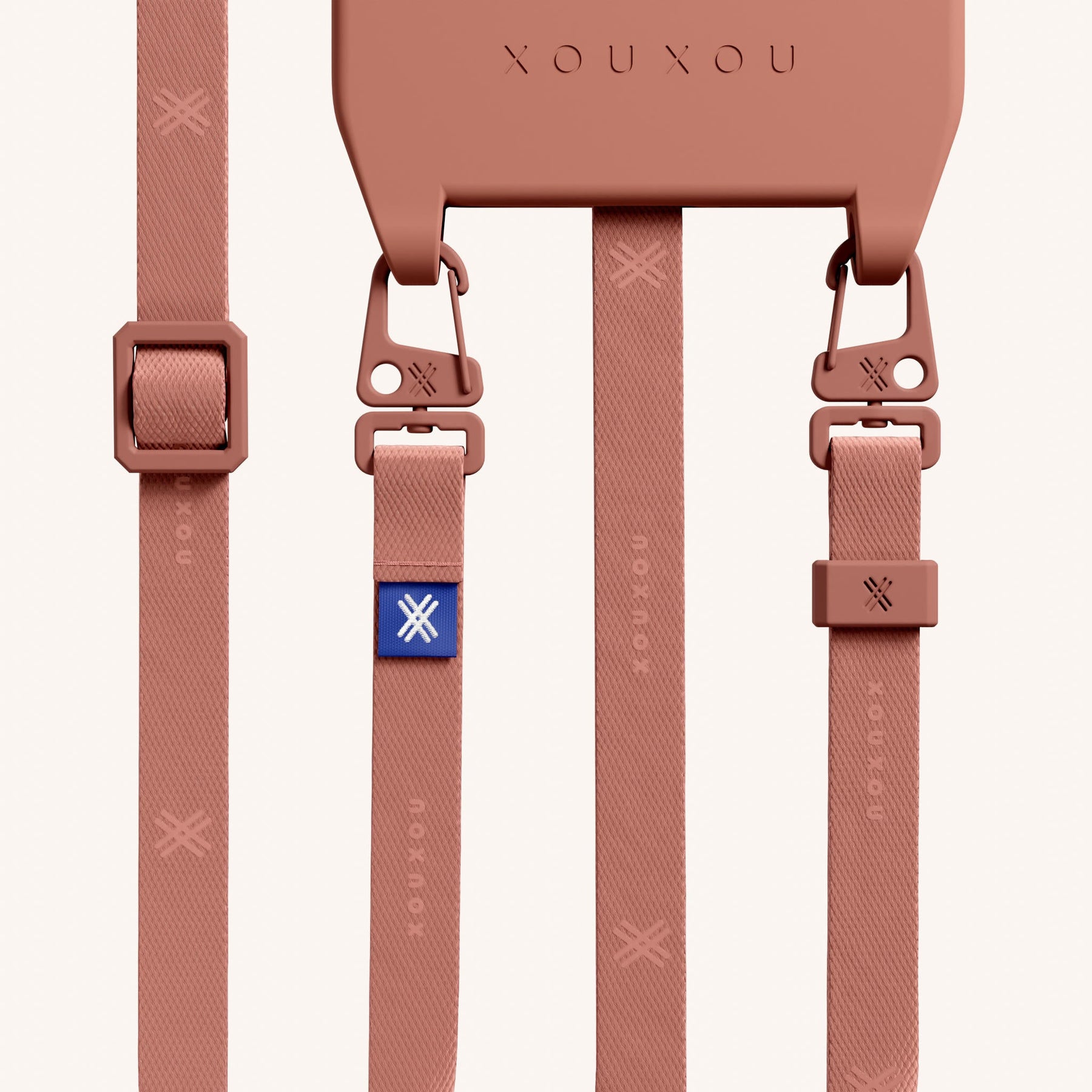 Handykette mit schmalem Gurt in Terracotta