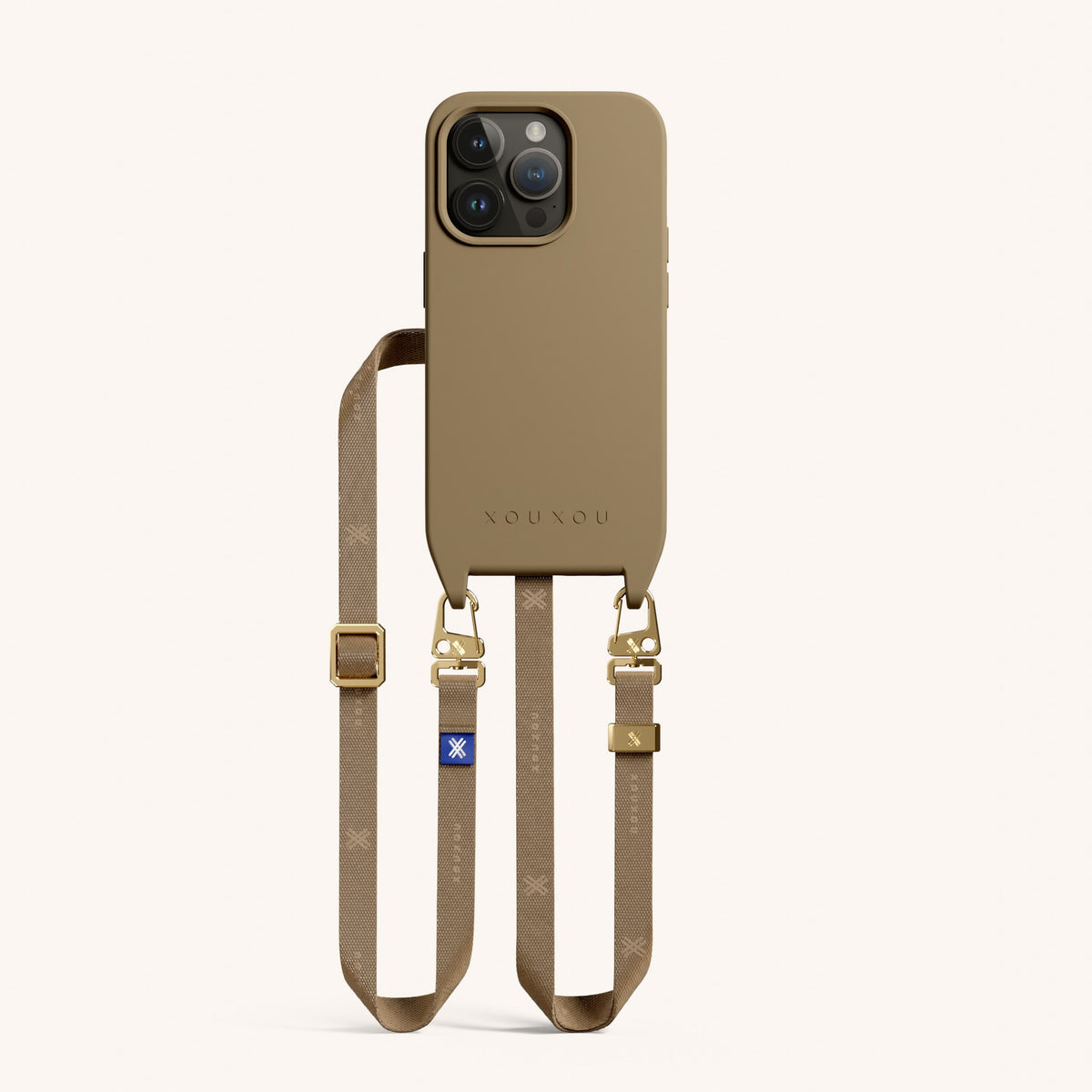 Phone Necklace with Slim Lanyard for iPhone 15 Pro with MagSafe in Taupe Total View | XOUXOU #phone model_iphone 15 pro