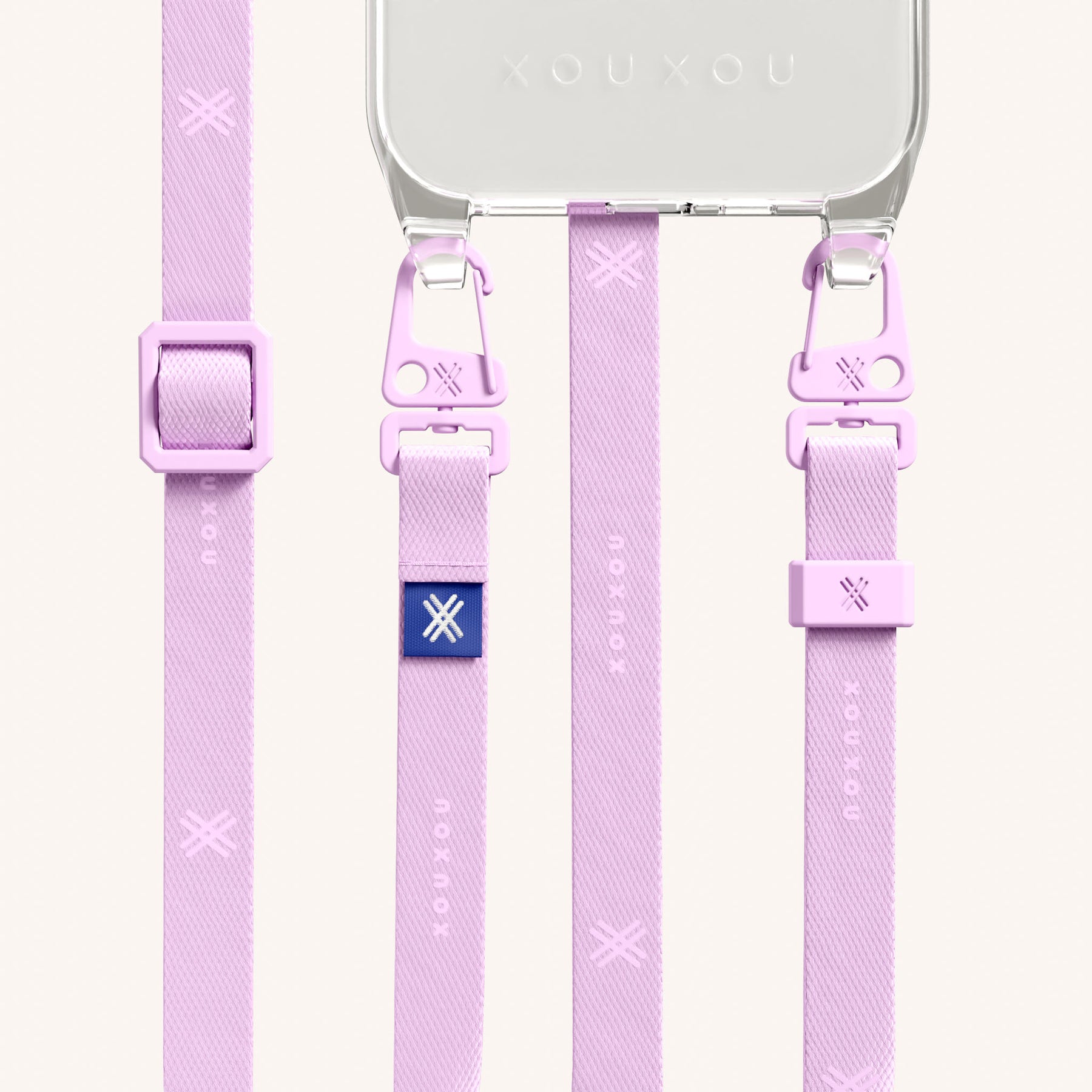 Phone Necklace with Slim Lanyard in Clear + Rosato