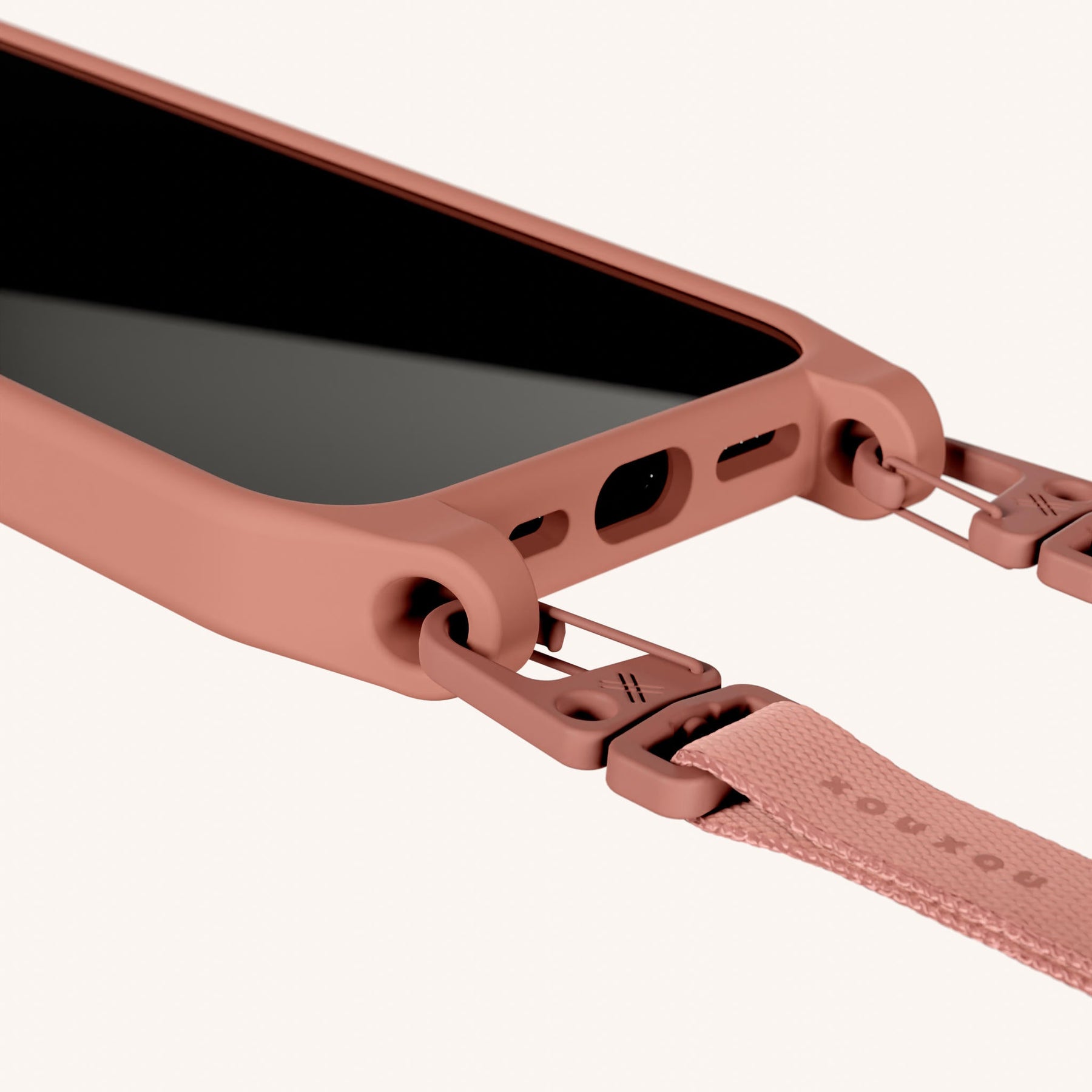 Handykette mit schmalem Gurt in Terracotta