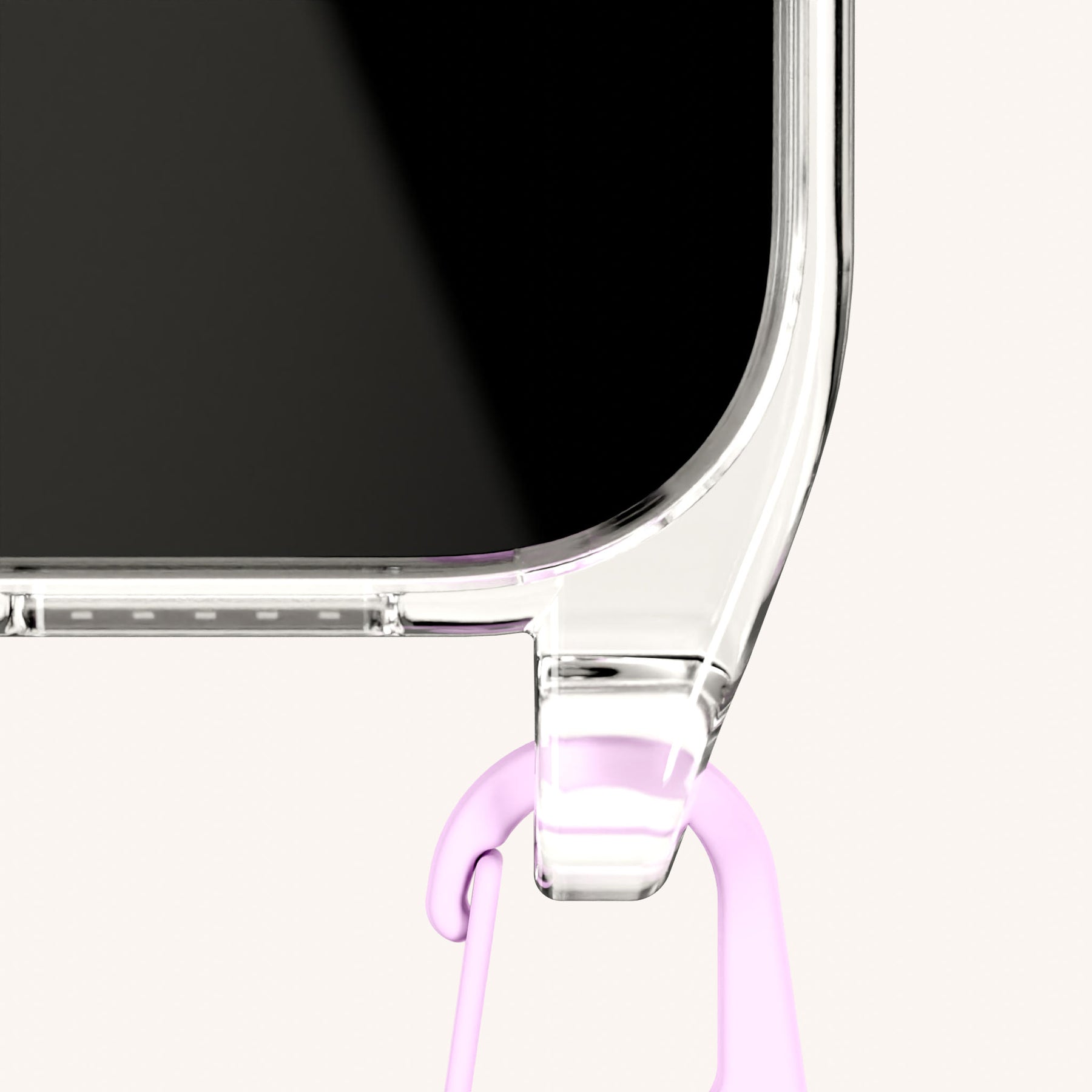 Phone Necklace with Slim Lanyard in Clear + Rosato