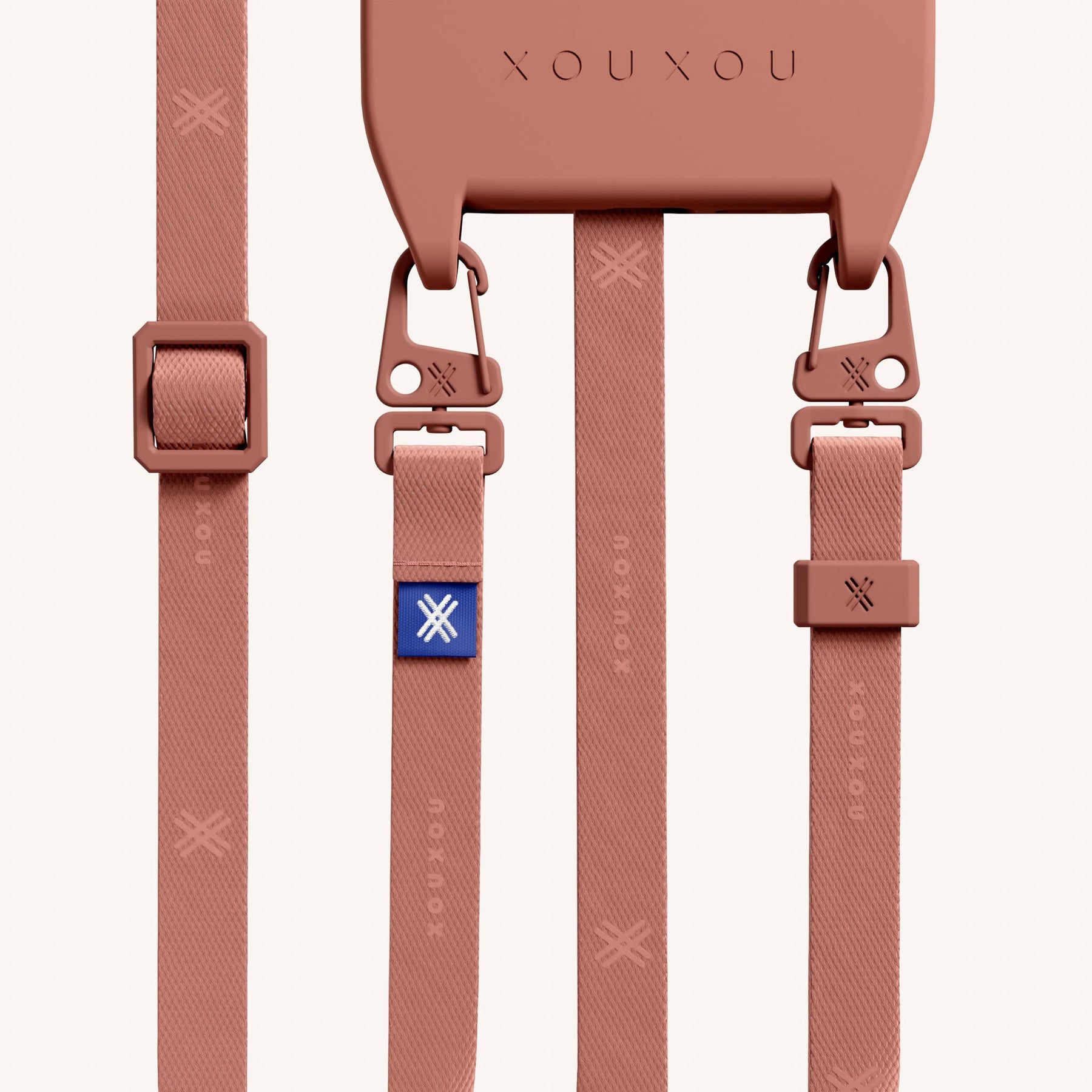 Handykette mit schmalem Gurt in Terracotta