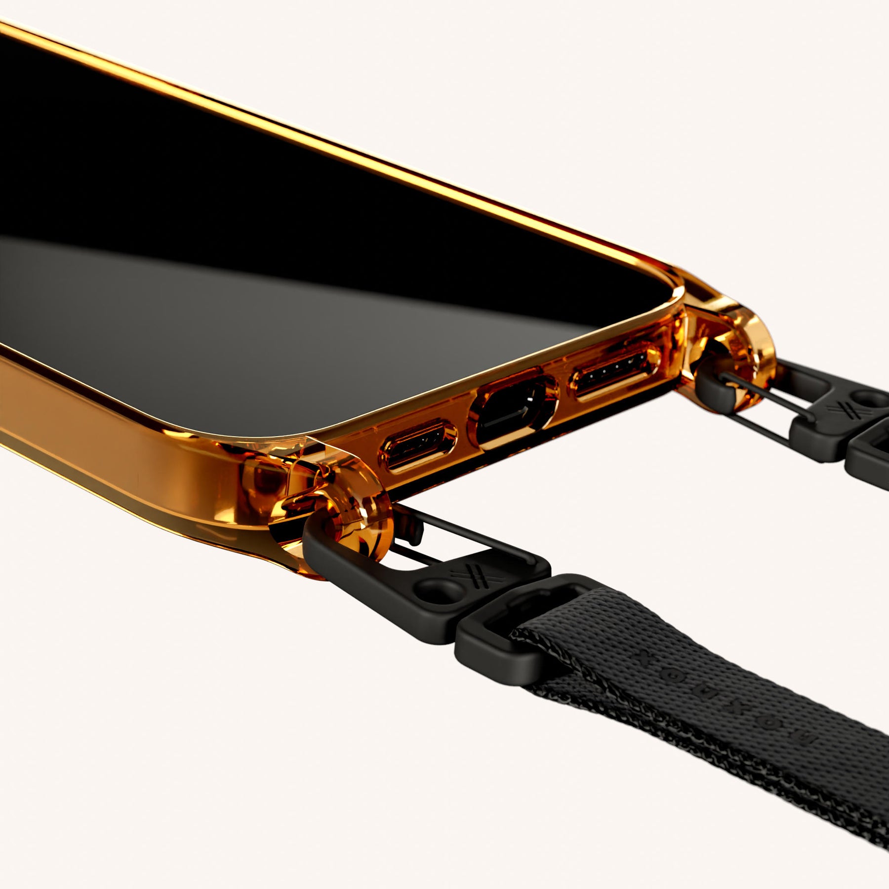 Phone Necklace with Slim Lanyard in Mel Clear + Black