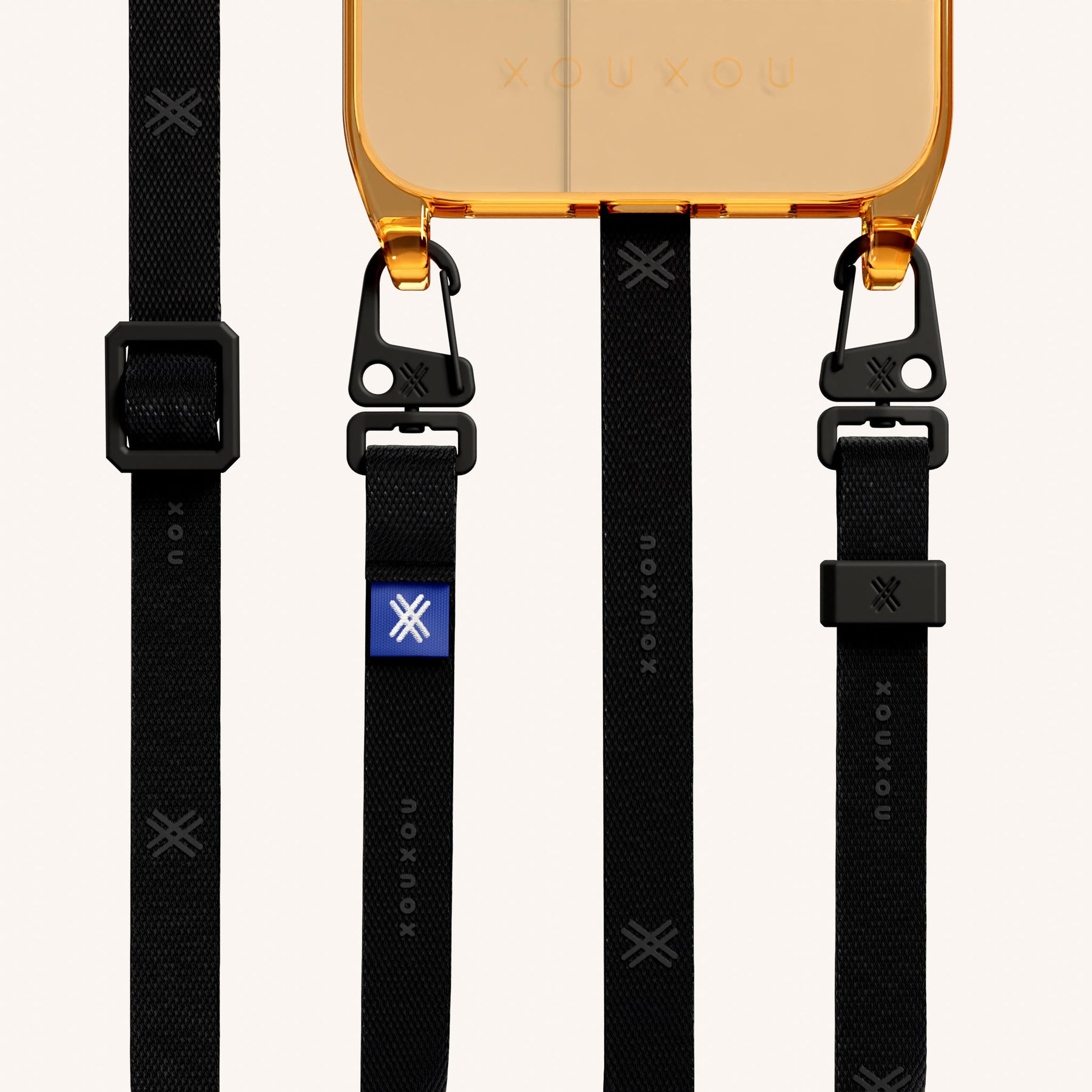 Phone Necklace with Slim Lanyard in Mel Clear + Black