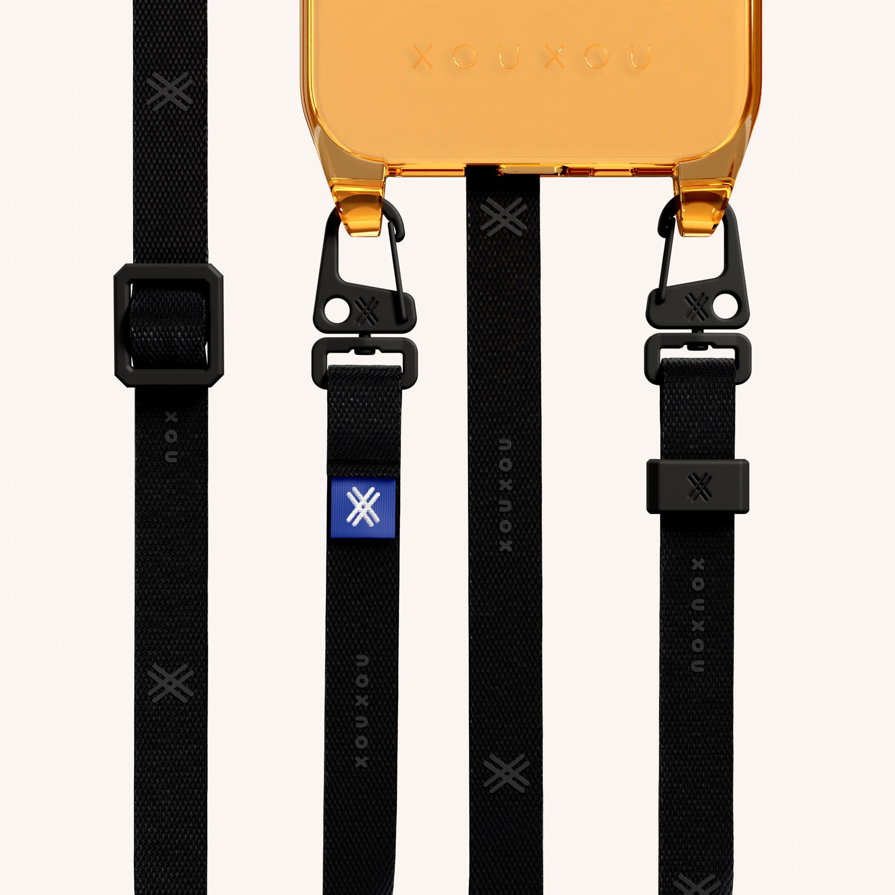 Phone Necklace with Slim Lanyard in Mel Clear + Black