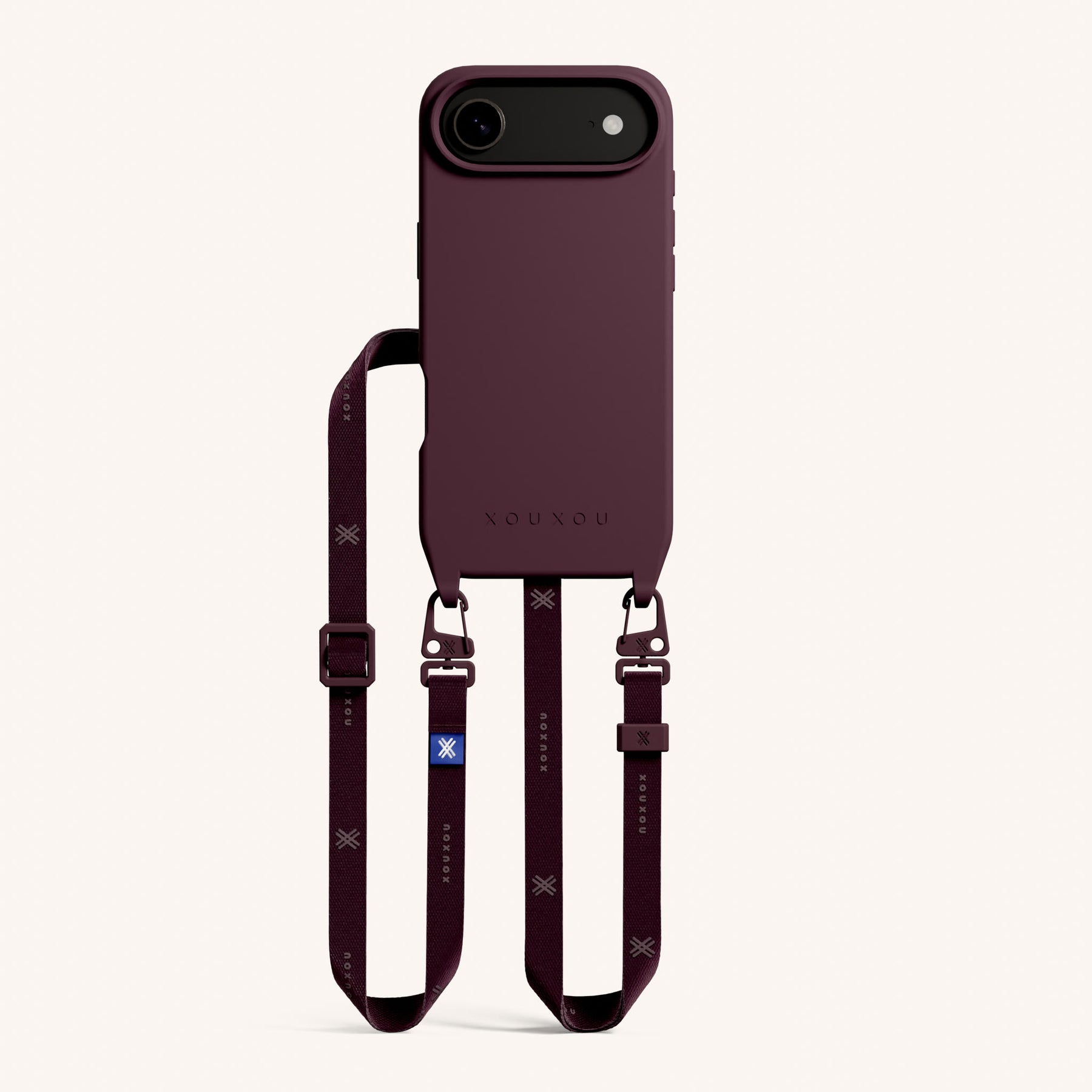 Phone Necklace with Slim Lanyard in Burgundy