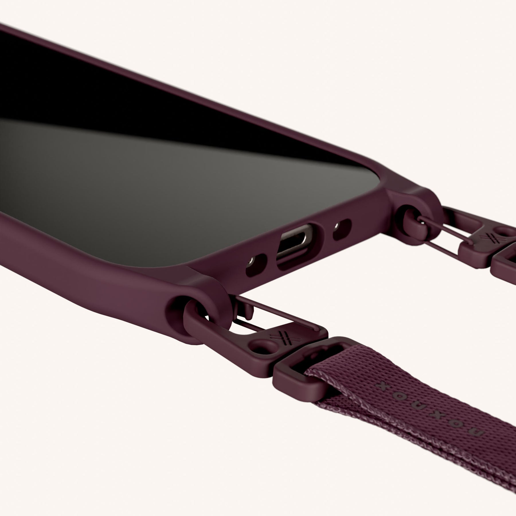 Phone Necklace with Slim Lanyard in Burgundy