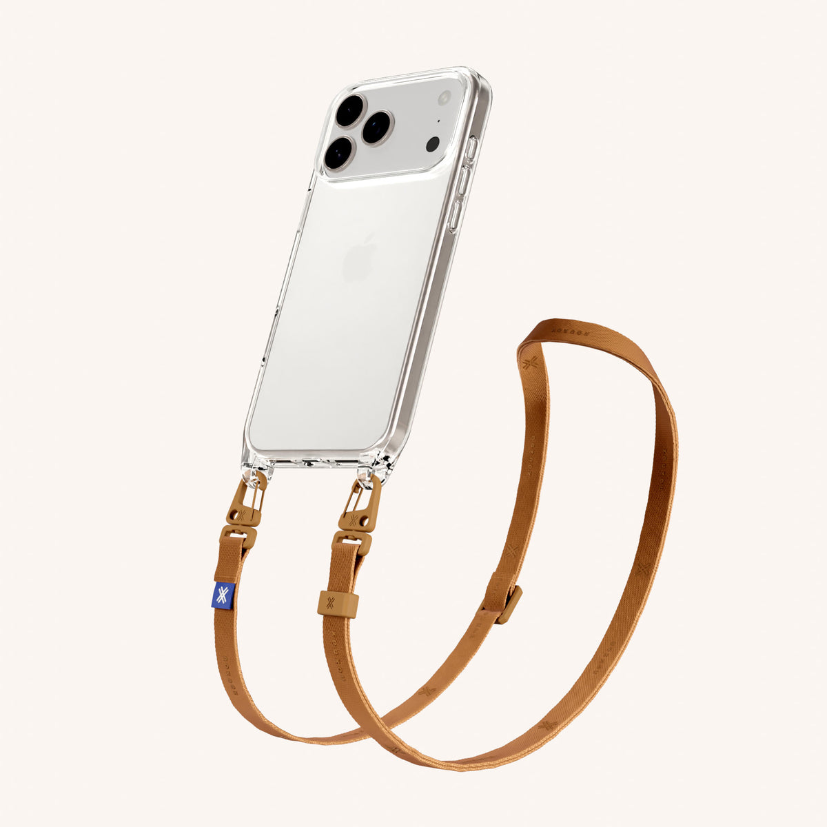 Phone Necklace with Slim Lanyard for iPhone 17 Pro without MagSafe in Clear and Mel Total View | XOUXOU #phone model_iphone 17 pro
