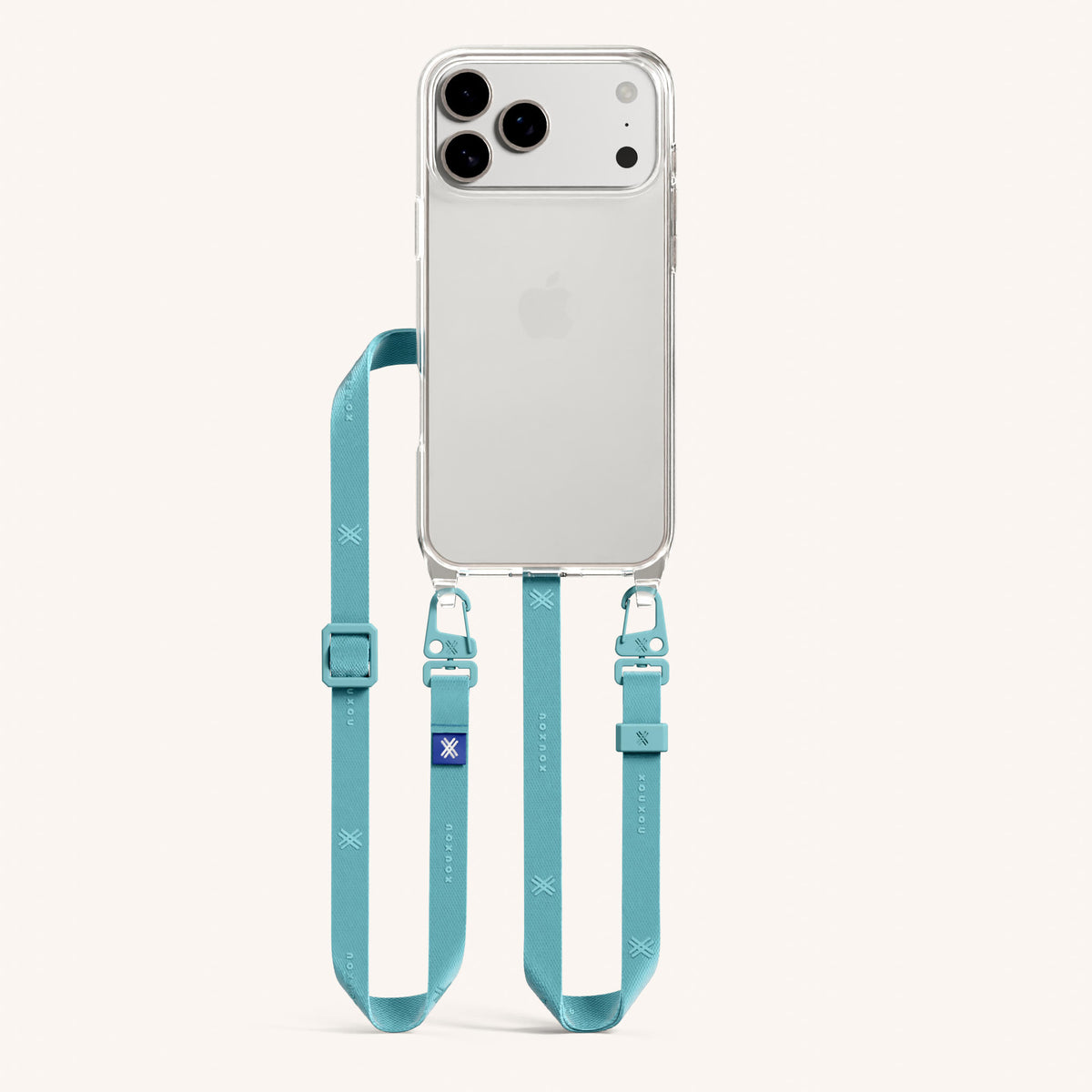 Phone Necklace with Slim Lanyard for iPhone 17 Pro without MagSafe in Clear and Pool Total View | XOUXOU #phone model_iphone 17 pro