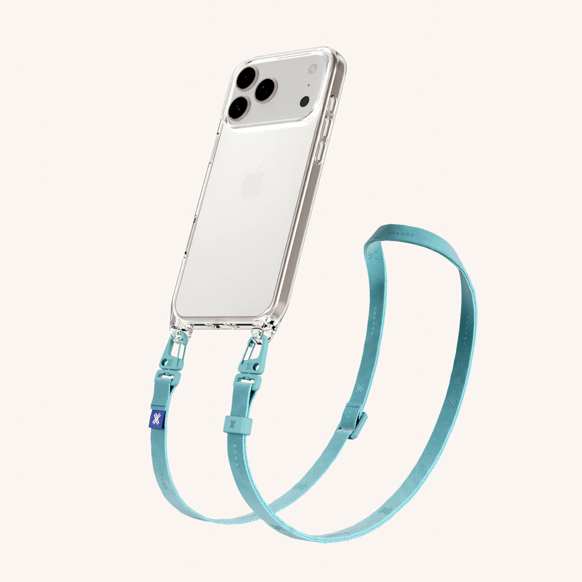 Phone Necklace with Slim Lanyard for iPhone 17 Pro without MagSafe in Clear and Pool Total View | XOUXOU #phone model_iphone 17 pro