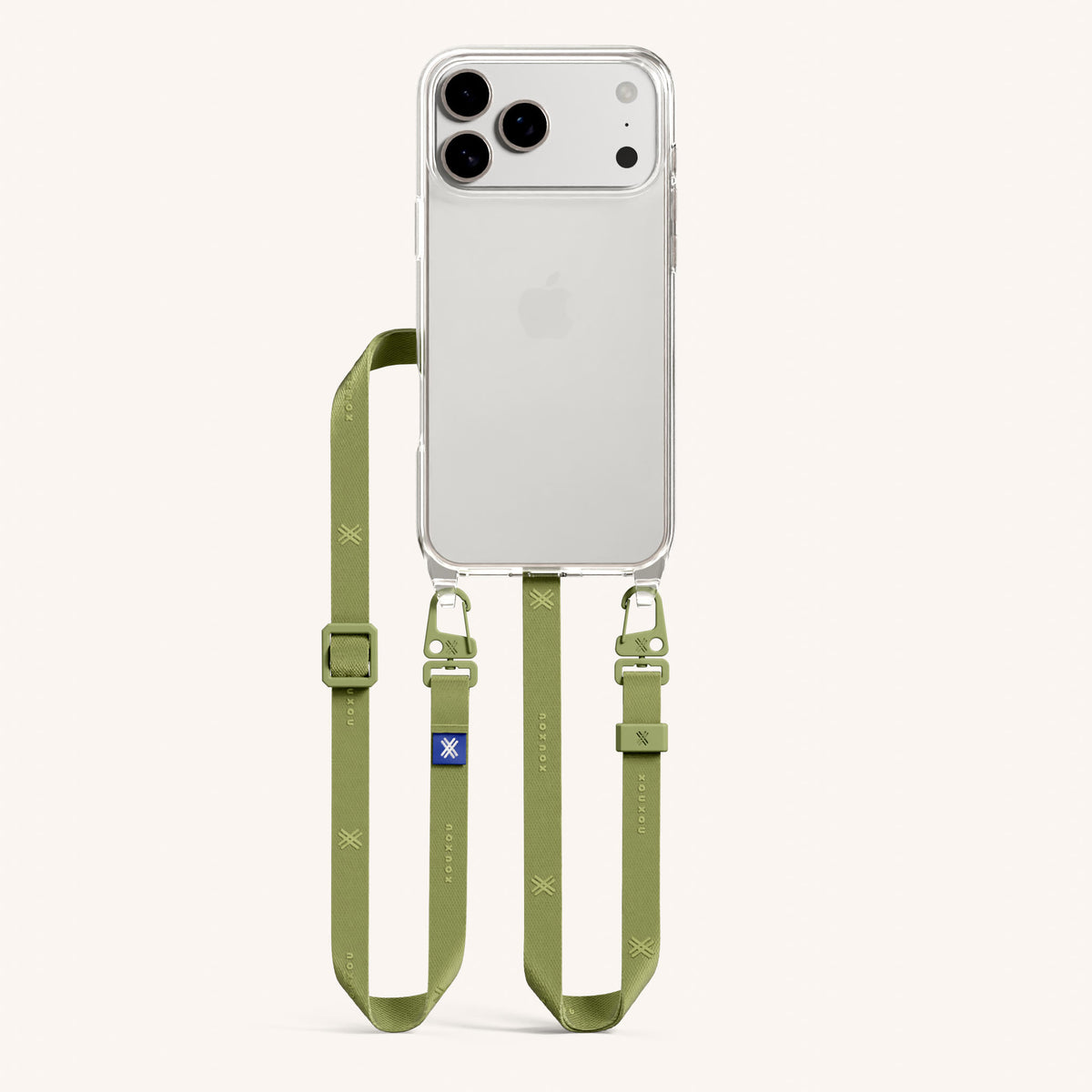 Phone Necklace with Slim Lanyard for iPhone 18 Pro Max without MagSafe in Clear + Pistachio Total View | XOUXOU #phone model_iphone 18 pro max