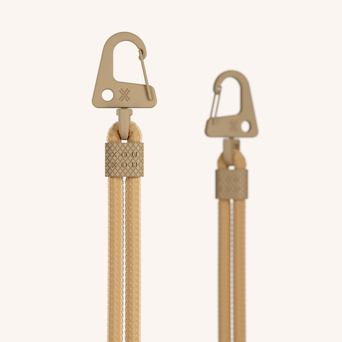 Phone Strap Carabiner Rope in Sand Detail View | XOUXOU