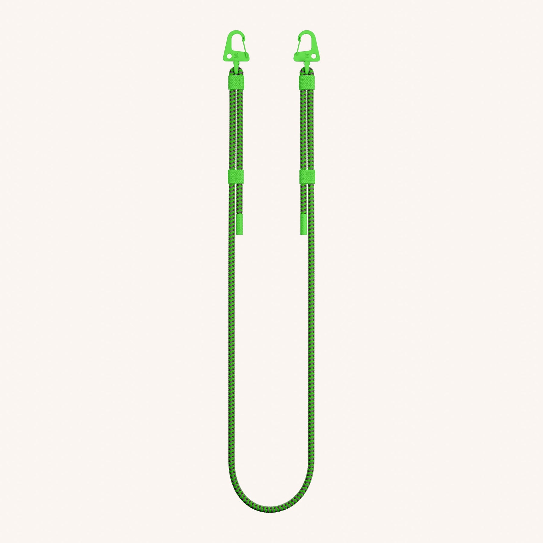 Phone Strap Carabiner Rope in Vibrant Neon Green Total View | XOUXOU