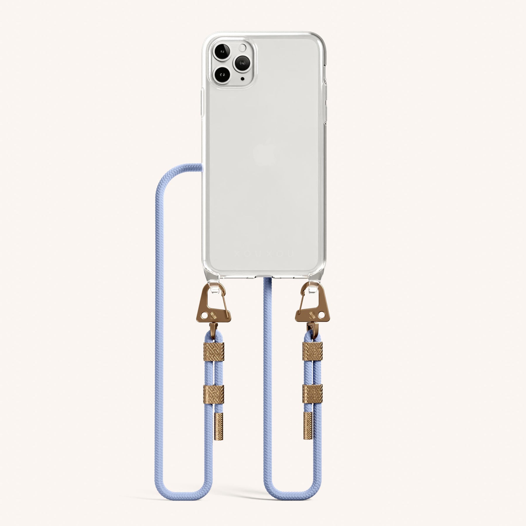 Handykette mit Karabinerband in Transparent + Baby Blau