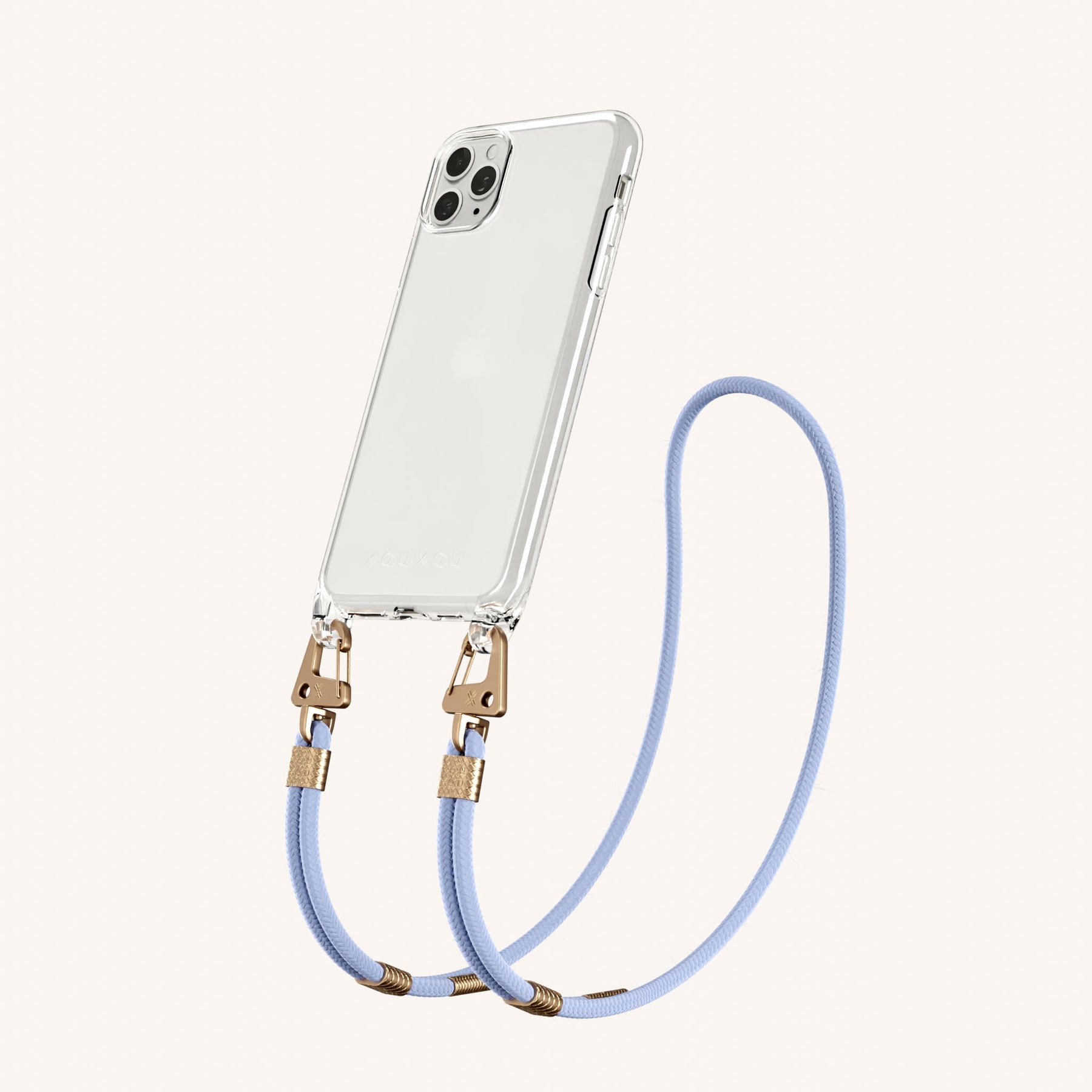 Handykette mit Karabinerband in Transparent + Baby Blau