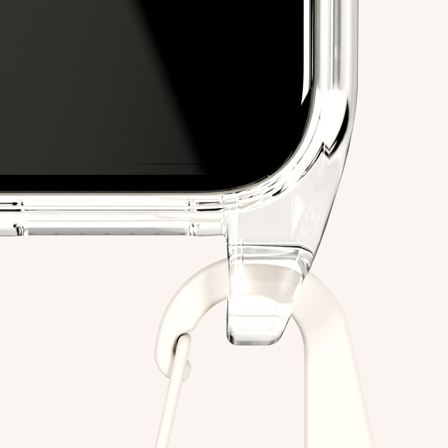 Handykette mit Karabinerband in Transparent + Kreideweiss