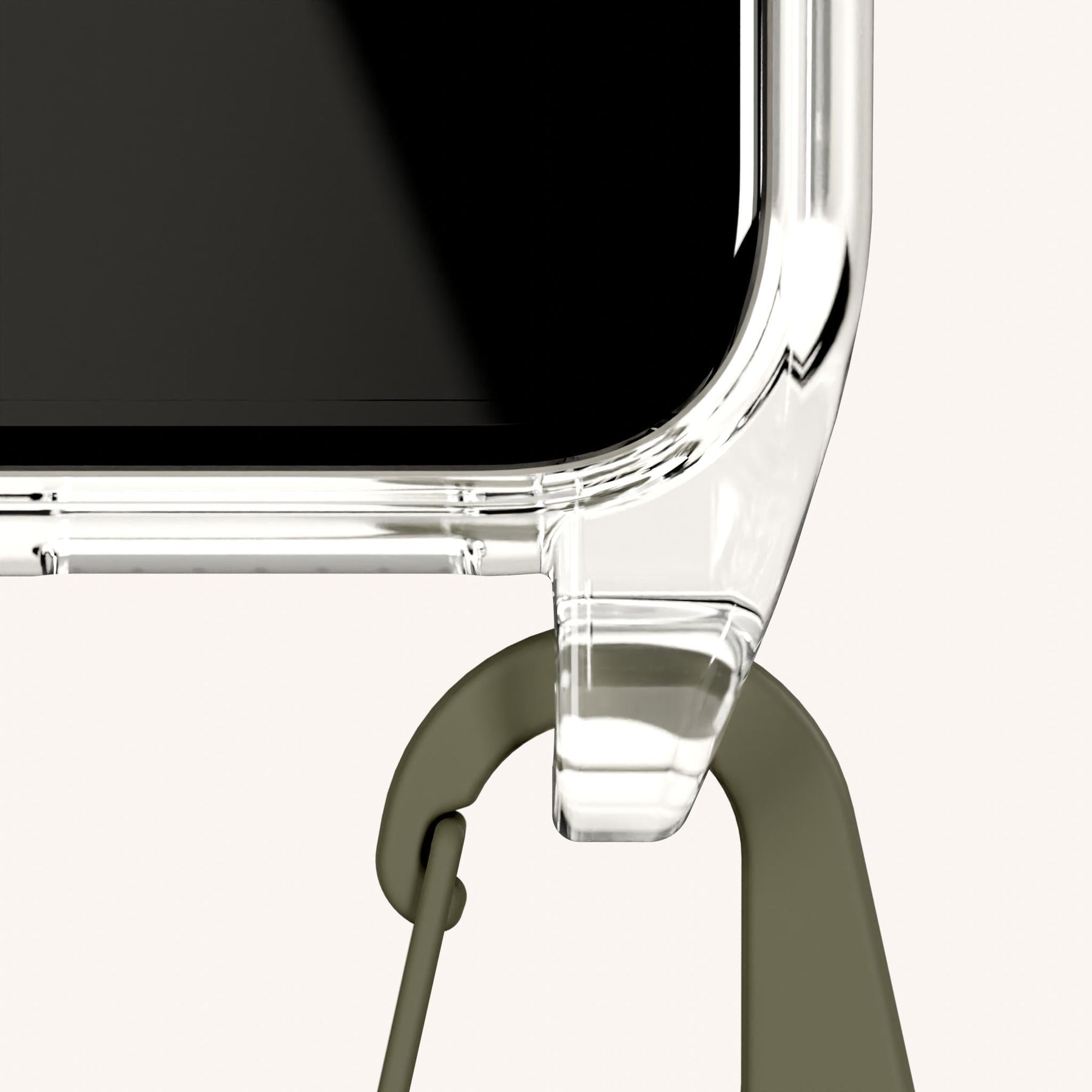 Handykette mit Karabinerband in Transparent + Moos