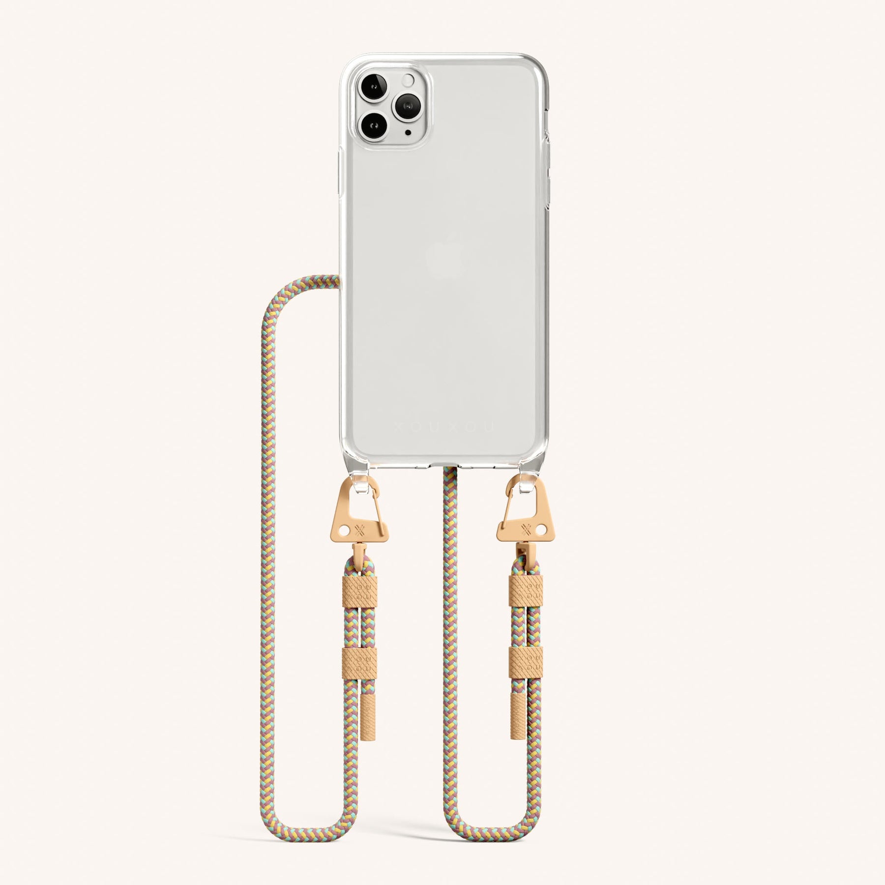 Handykette mit Karabinerband in Transparent + Palm Springs