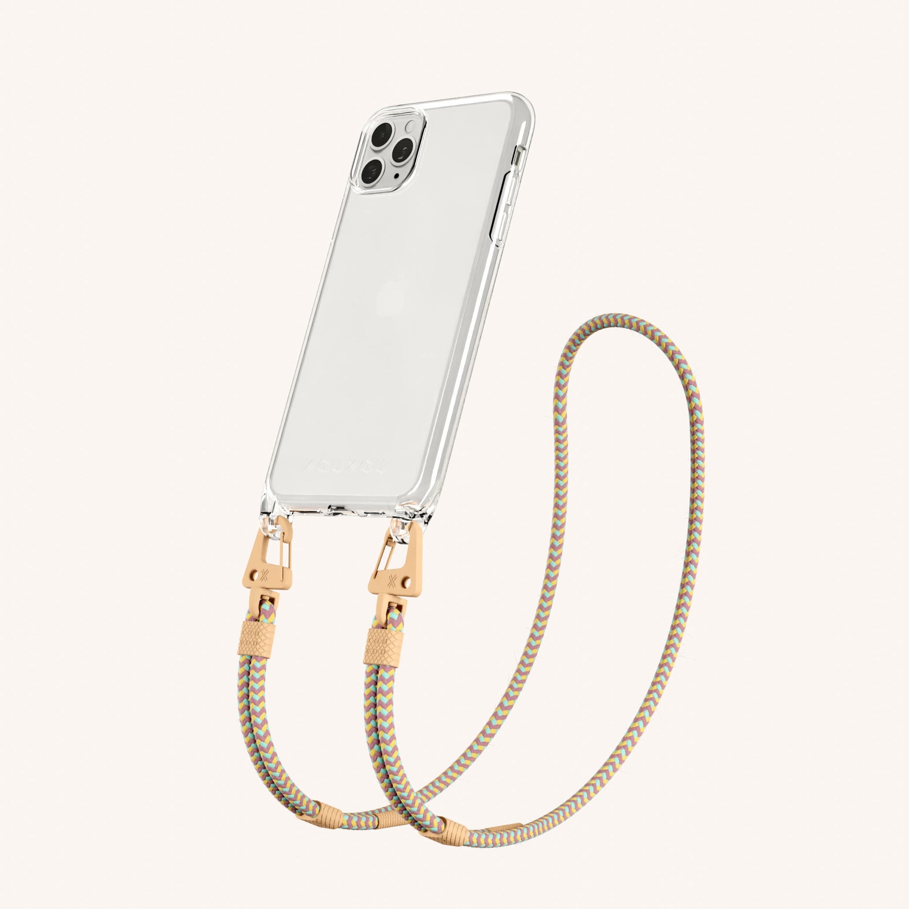 Handykette mit Karabinerband in Transparent + Palm Springs