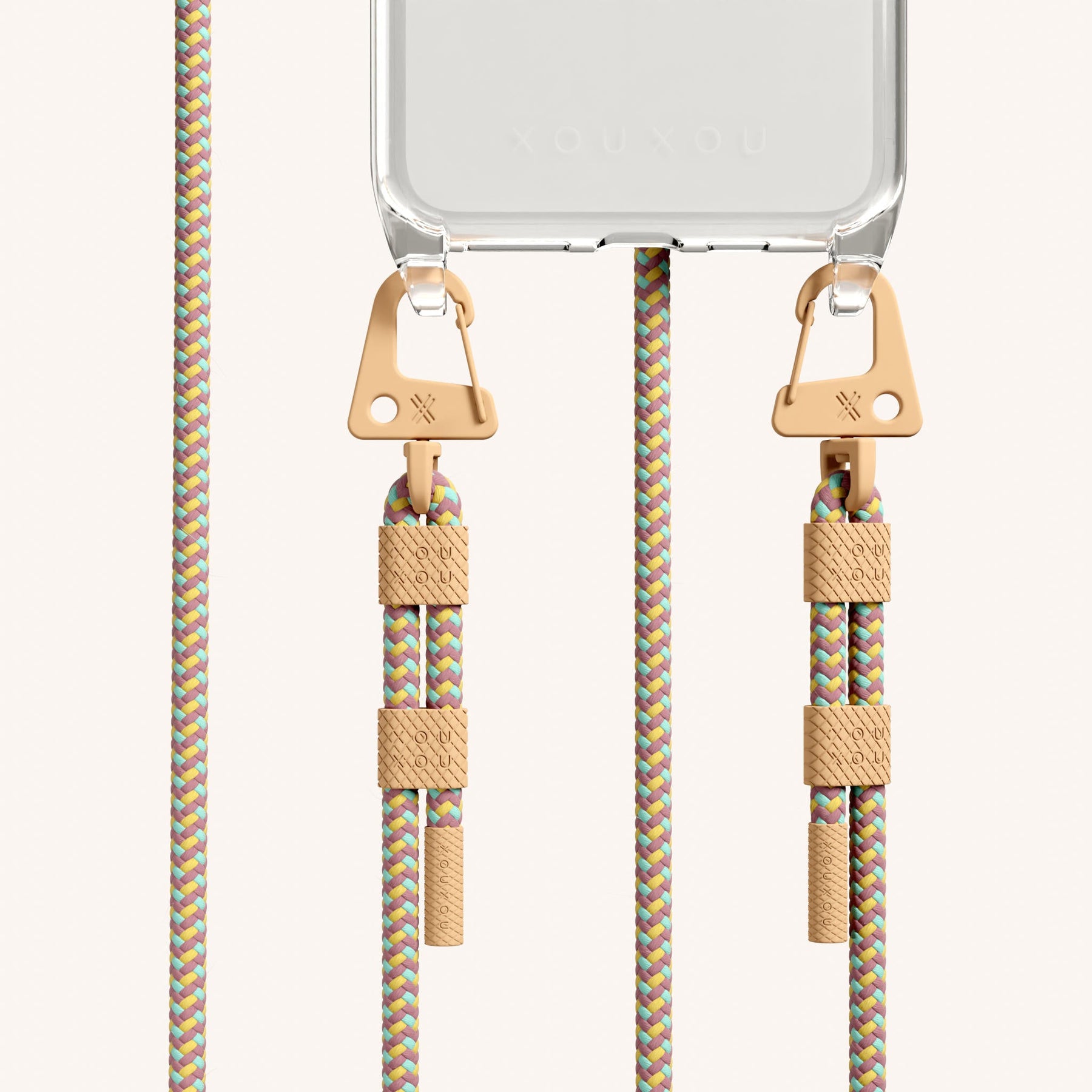 Handykette mit Karabinerband in Transparent + Palm Springs