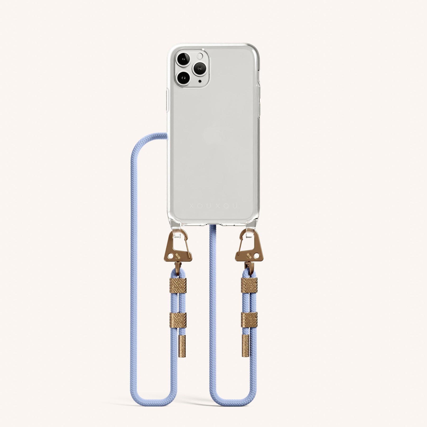 Handykette mit Karabinerband in Transparent + Baby Blau
