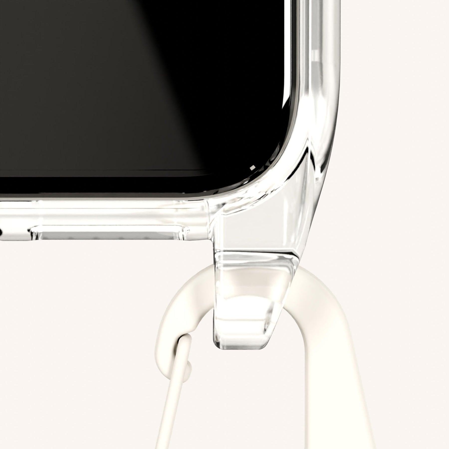 Handykette mit Karabinerband in Transparent + Kreideweiss