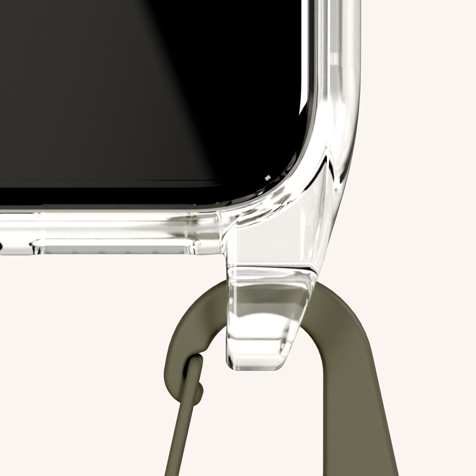 Handykette mit Karabinerband in Transparent + Moos