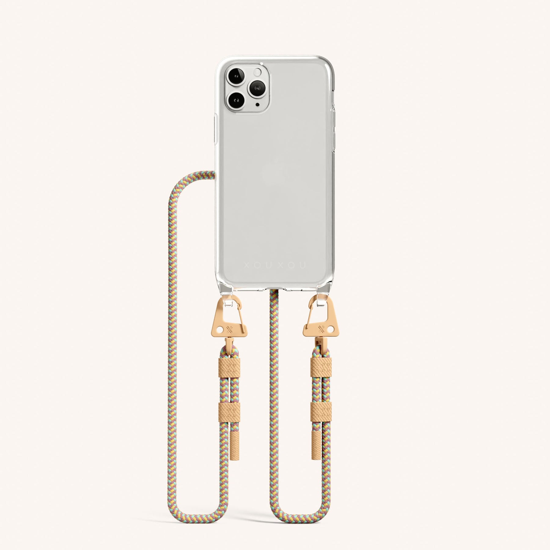 Handykette mit Karabinerband in Transparent + Palm Springs