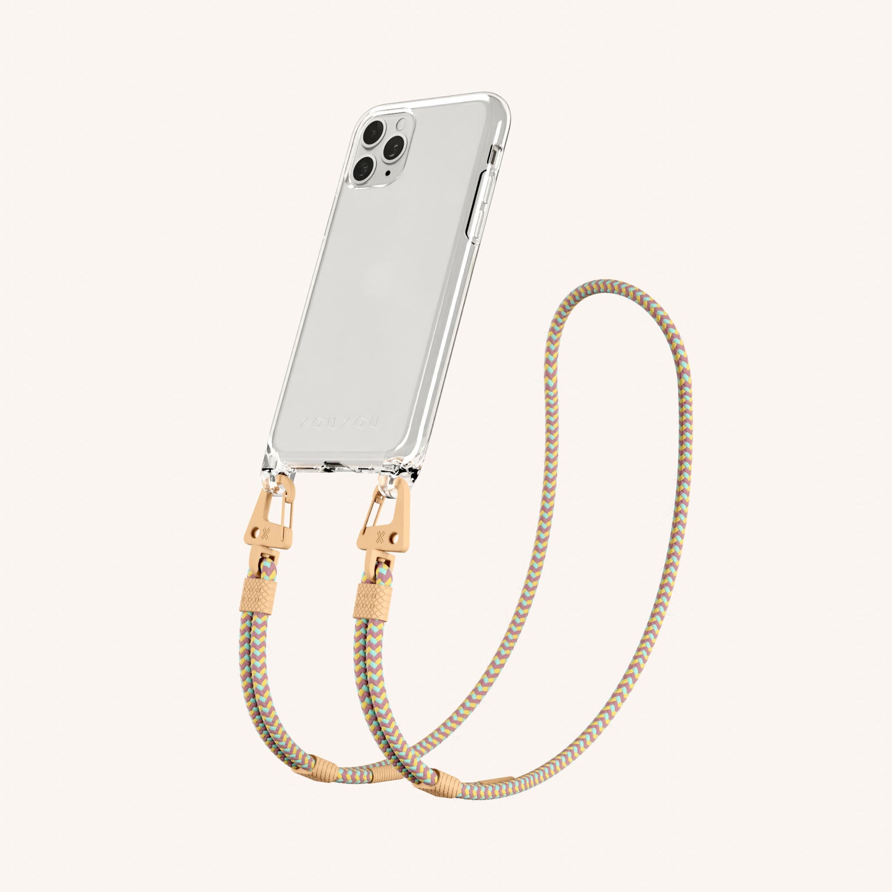 Handykette mit Karabinerband in Transparent + Palm Springs