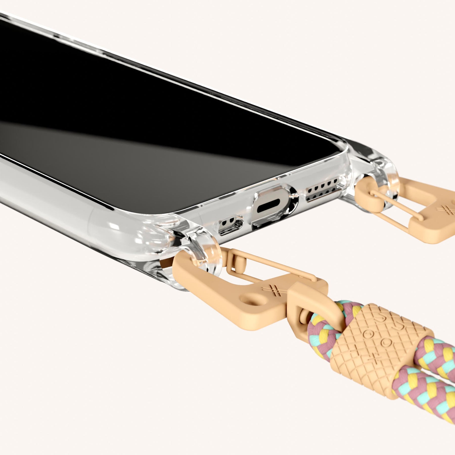 Handykette mit Karabinerband in Transparent + Palm Springs