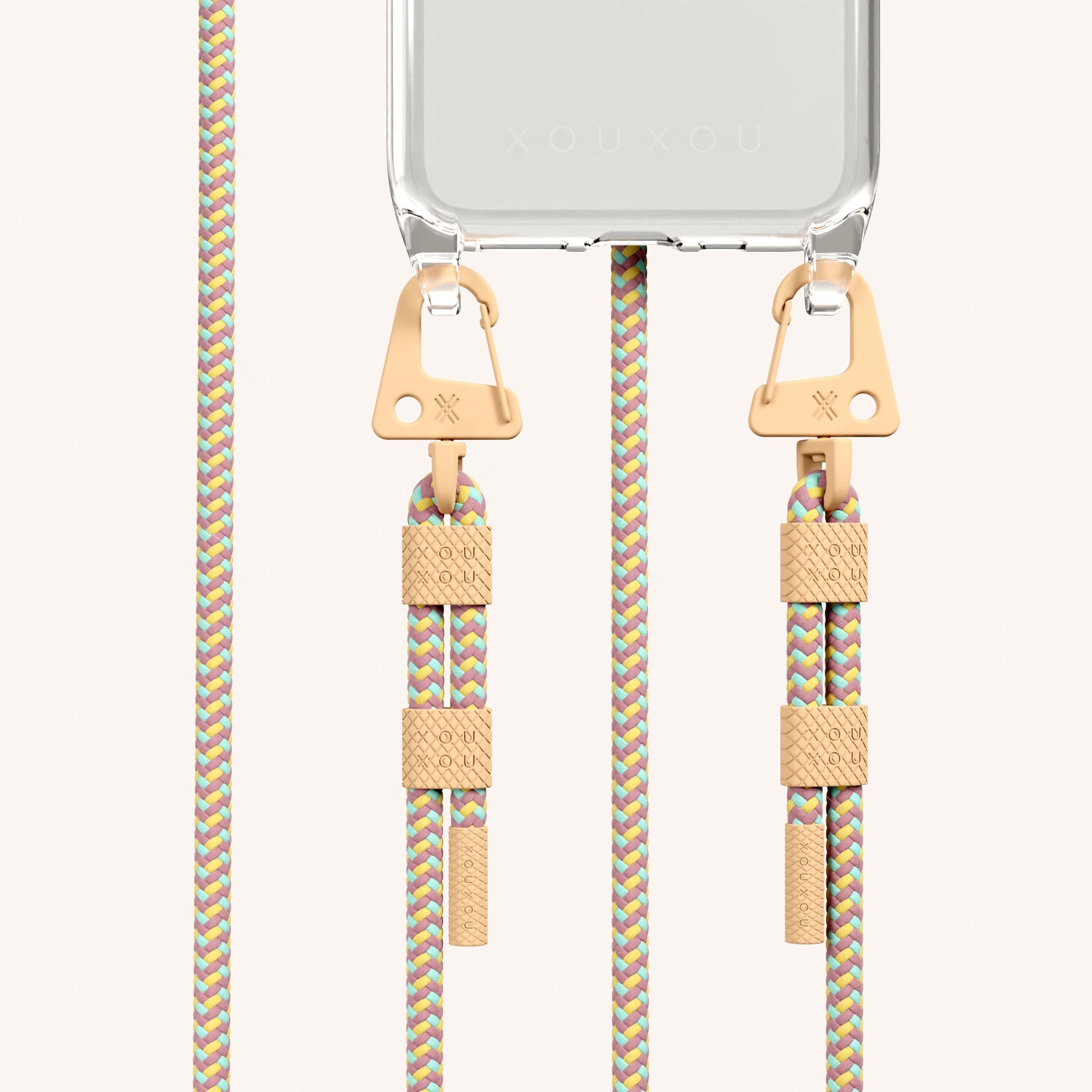 Handykette mit Karabinerband in Transparent + Palm Springs