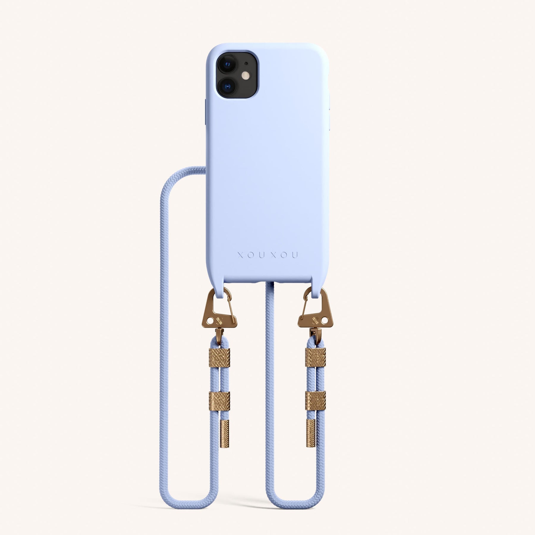 Phone Necklace with Carabiner Rope in Baby Blue