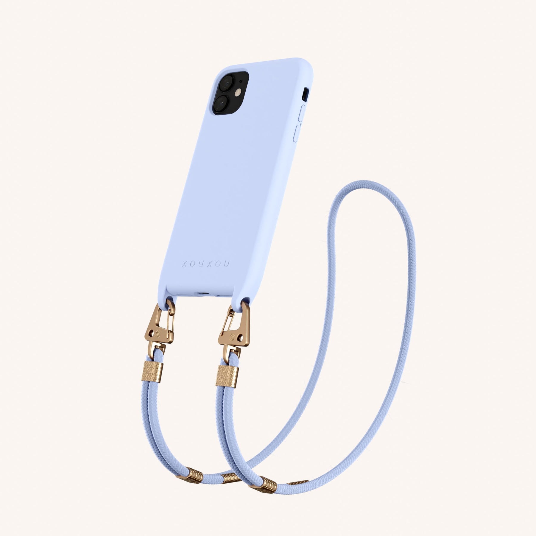 Phone Necklace with Carabiner Rope in Baby Blue