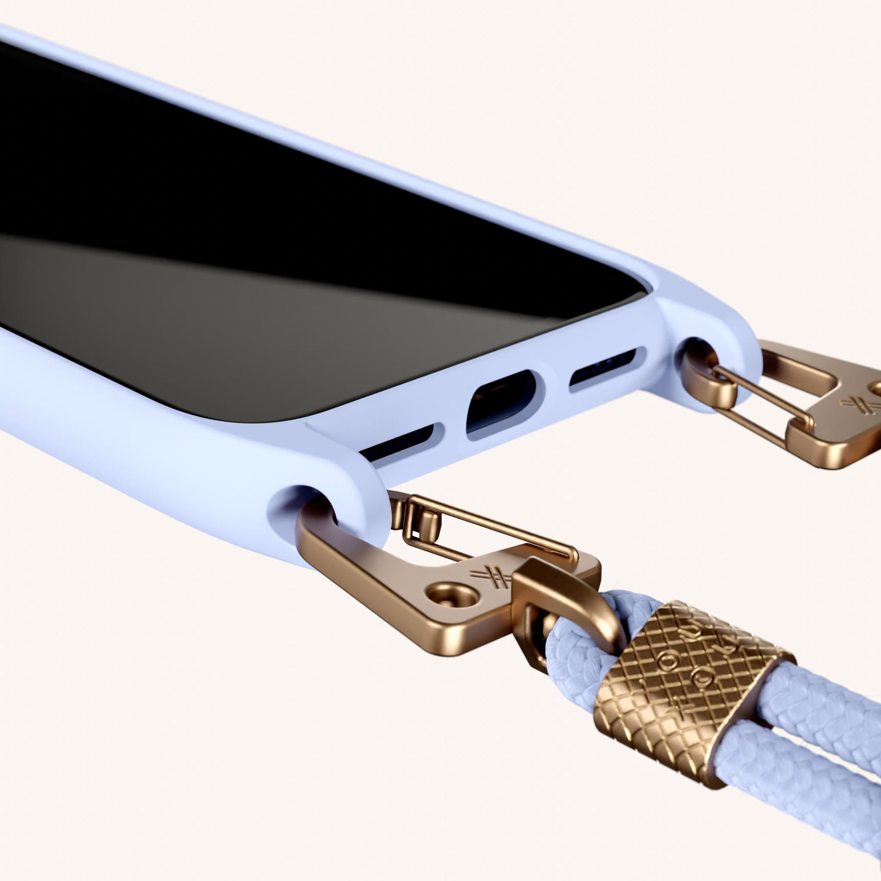 Phone Necklace with Carabiner Rope in Baby Blue