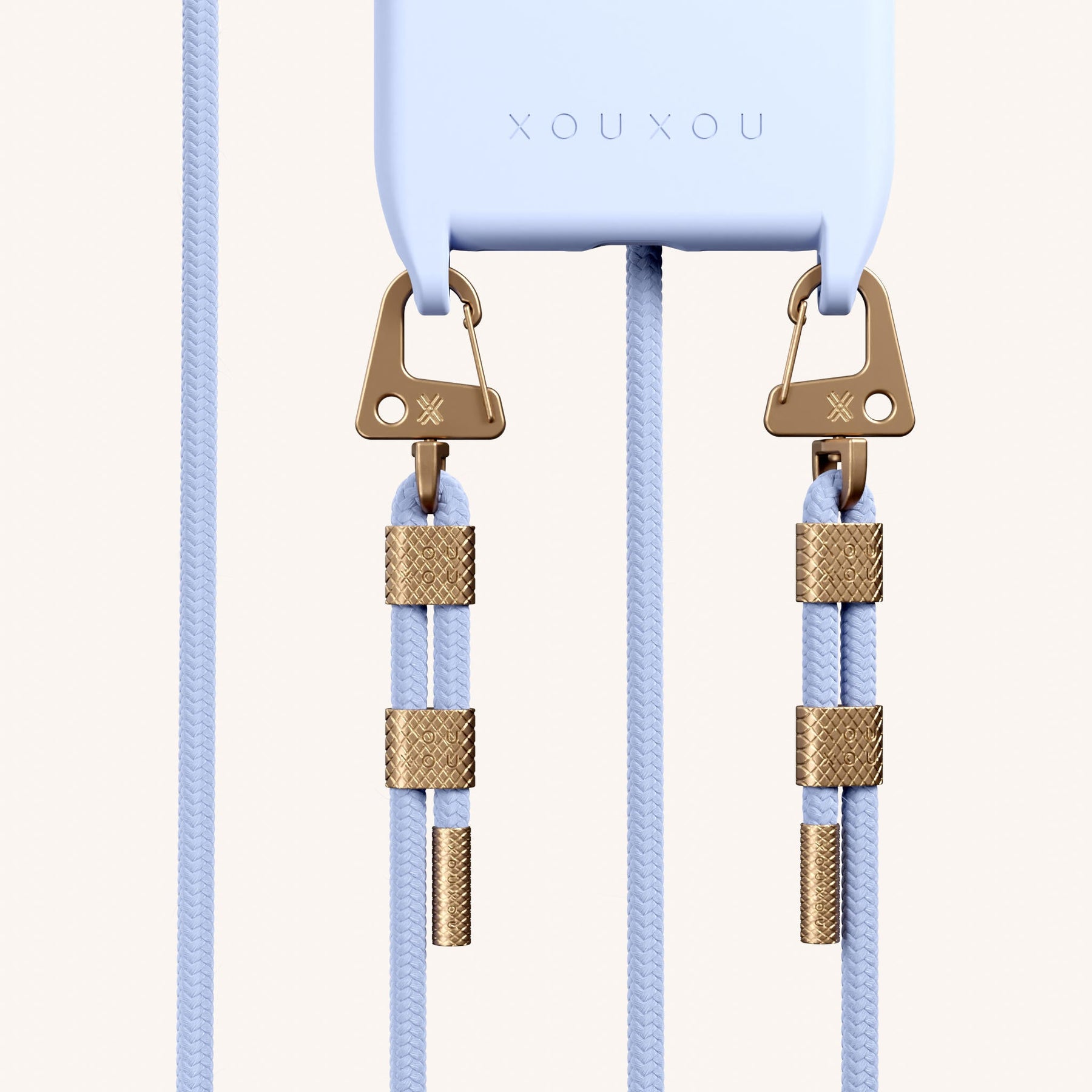 Phone Necklace with Carabiner Rope in Baby Blue