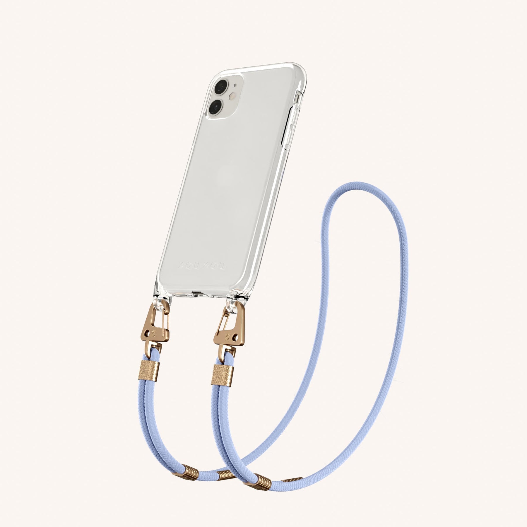 Handykette mit Karabinerband in Transparent + Baby Blau