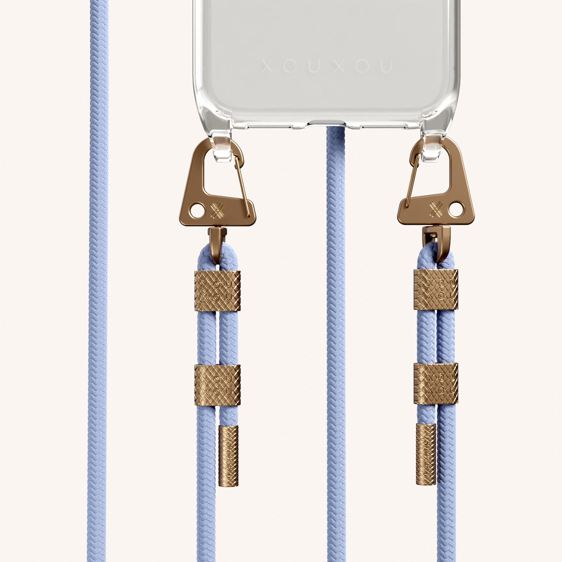 Handykette mit Karabinerband in Transparent + Baby Blau