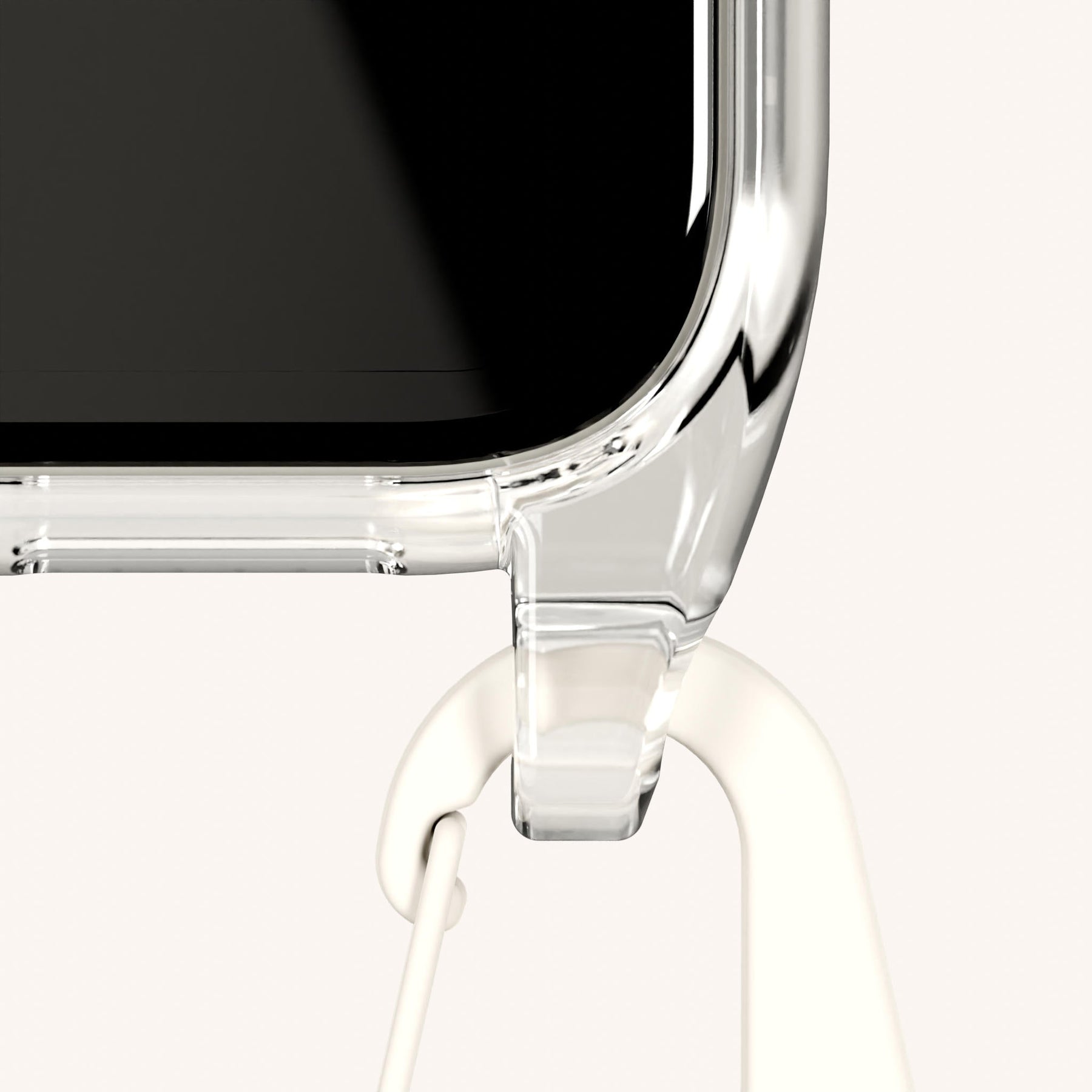 Handykette mit Karabinerband in Transparent + Kreideweiss