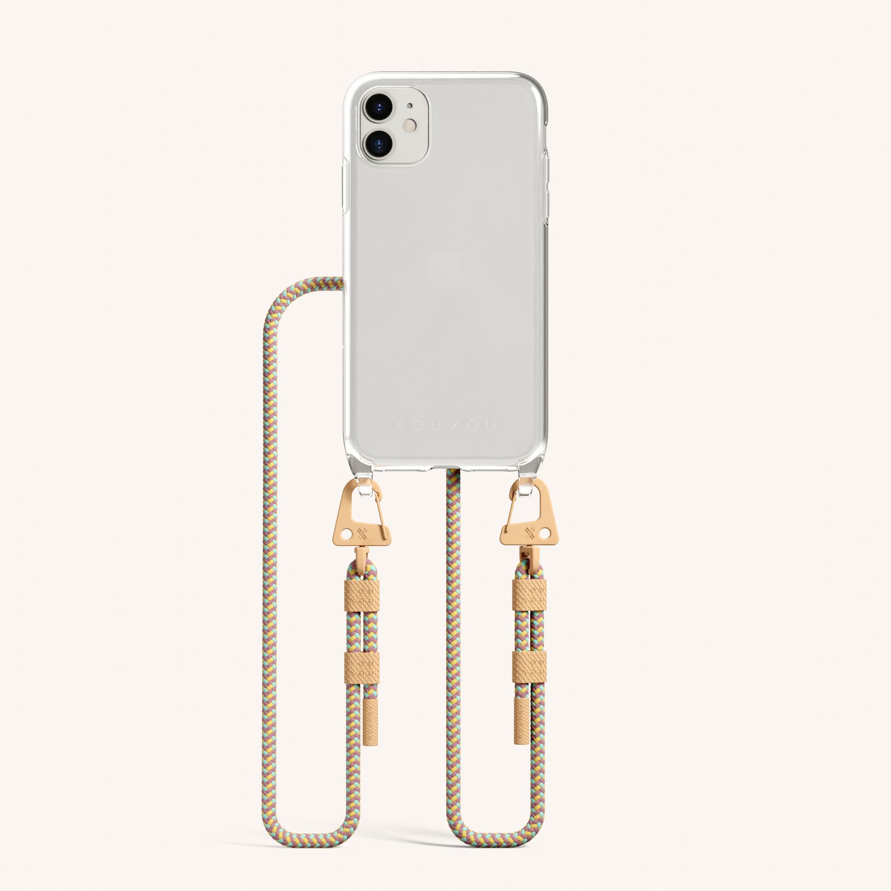 Handykette mit Karabinerband in Transparent + Palm Springs