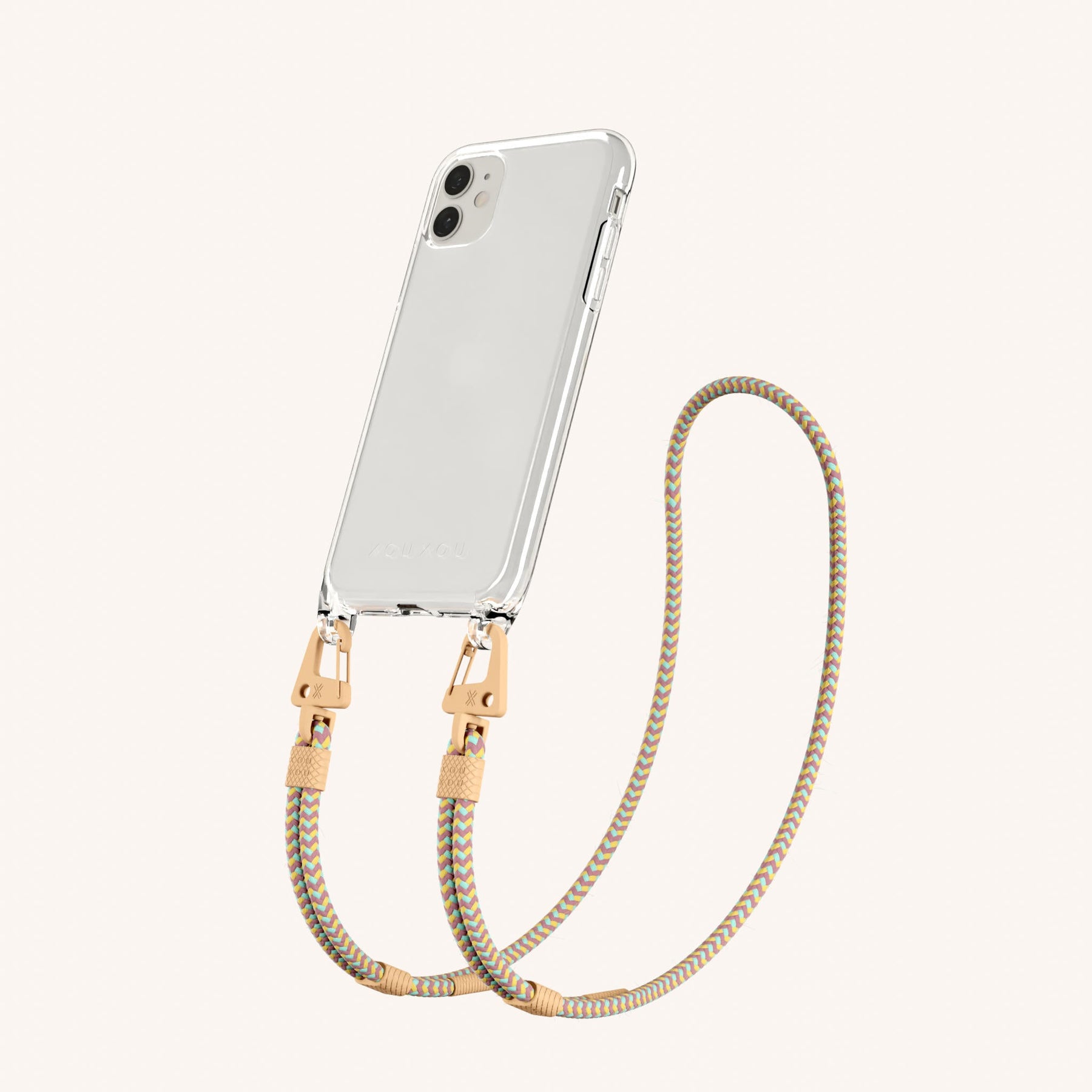 Handykette mit Karabinerband in Transparent + Palm Springs