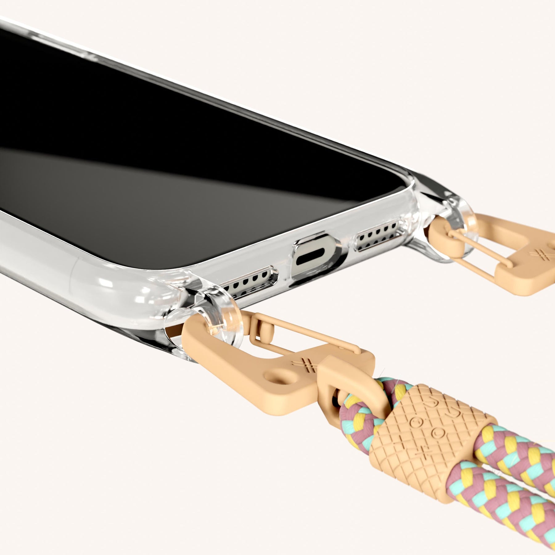 Handykette mit Karabinerband in Transparent + Palm Springs
