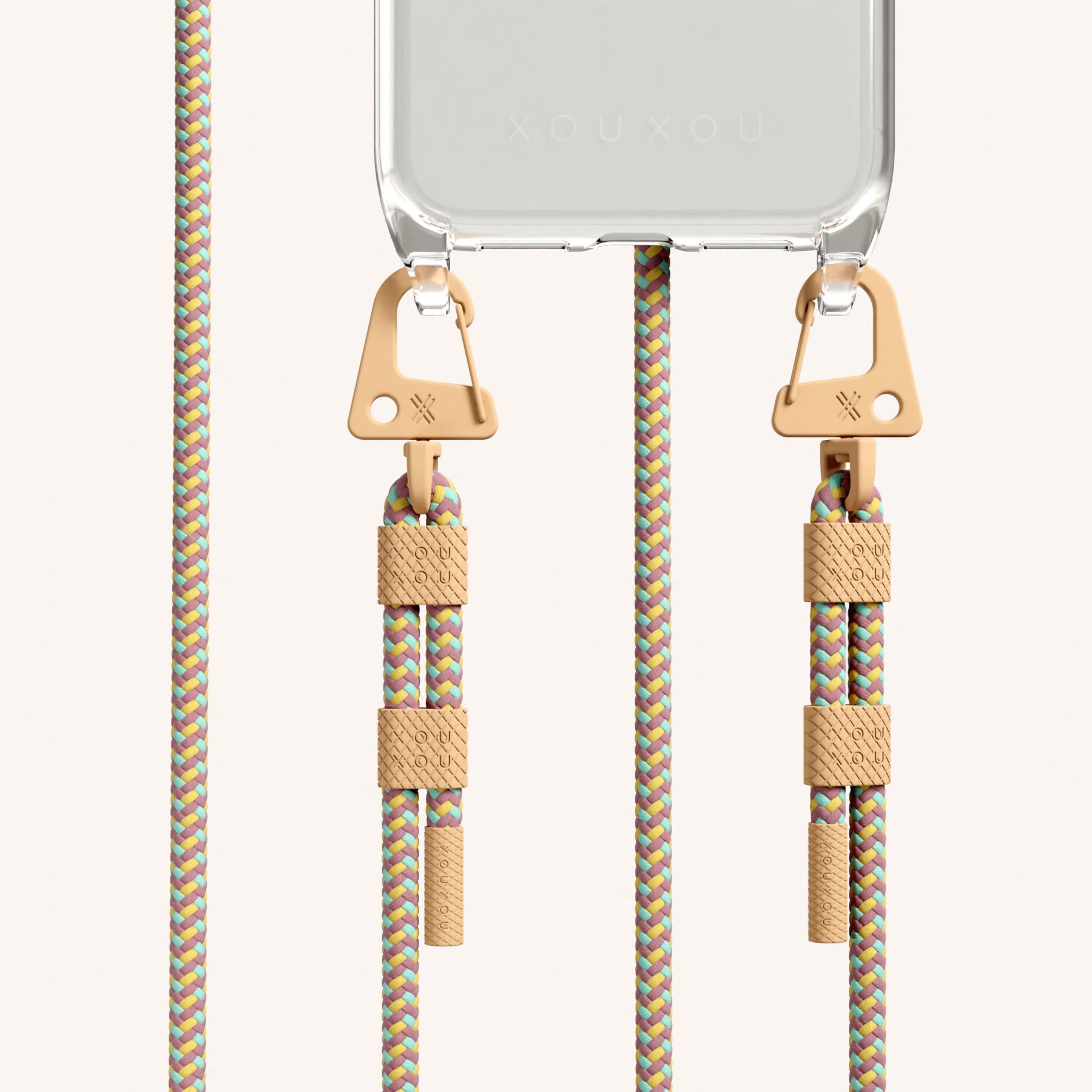 Handykette mit Karabinerband in Transparent + Palm Springs