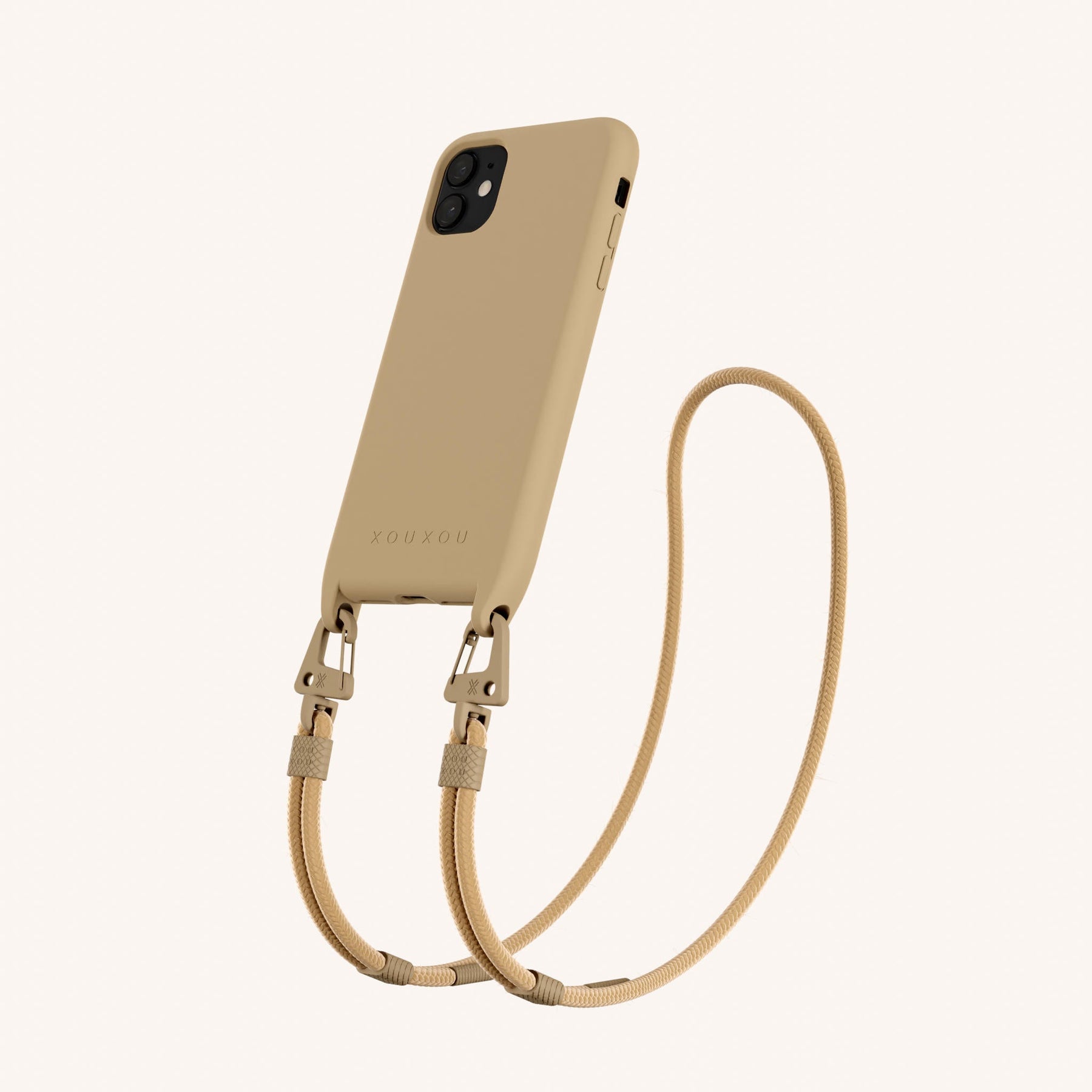 Handykette mit Karabinerband in Beige