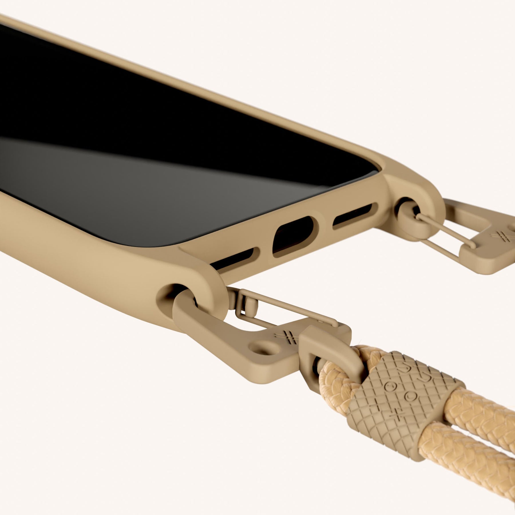 Handykette mit Karabinerband in Beige