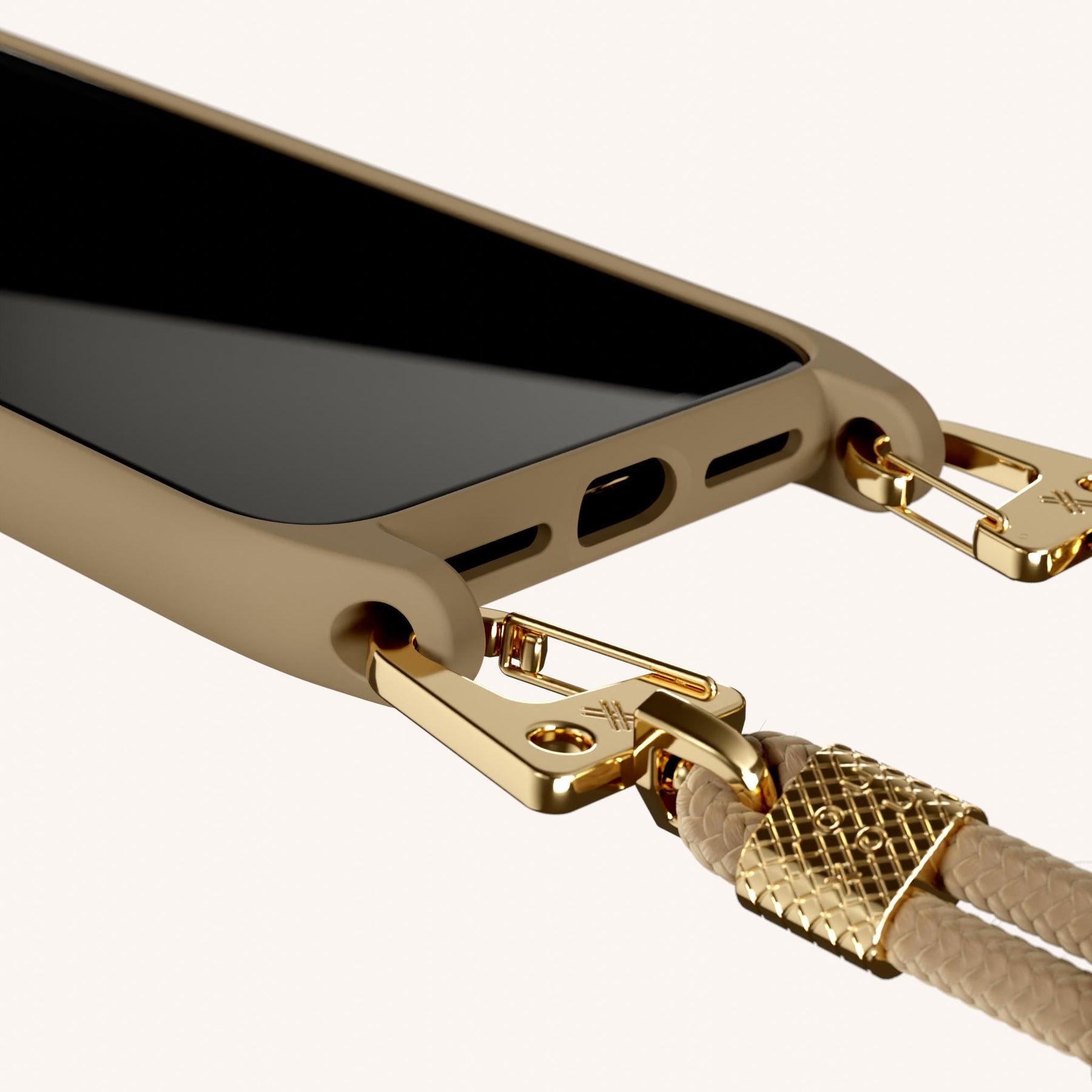 Handykette mit Karabinerband in Taupe