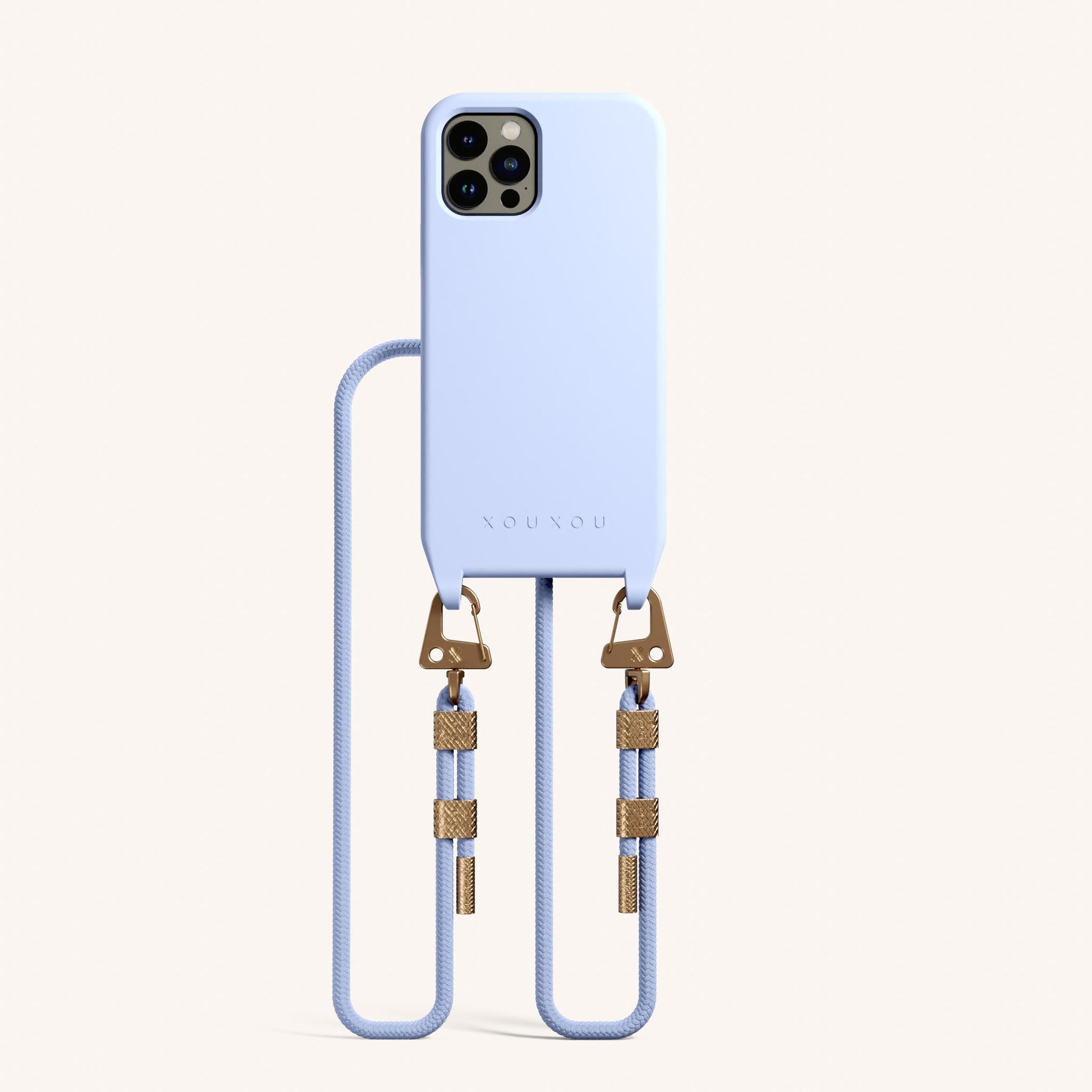 Phone Necklace with Carabiner Rope in Baby Blue